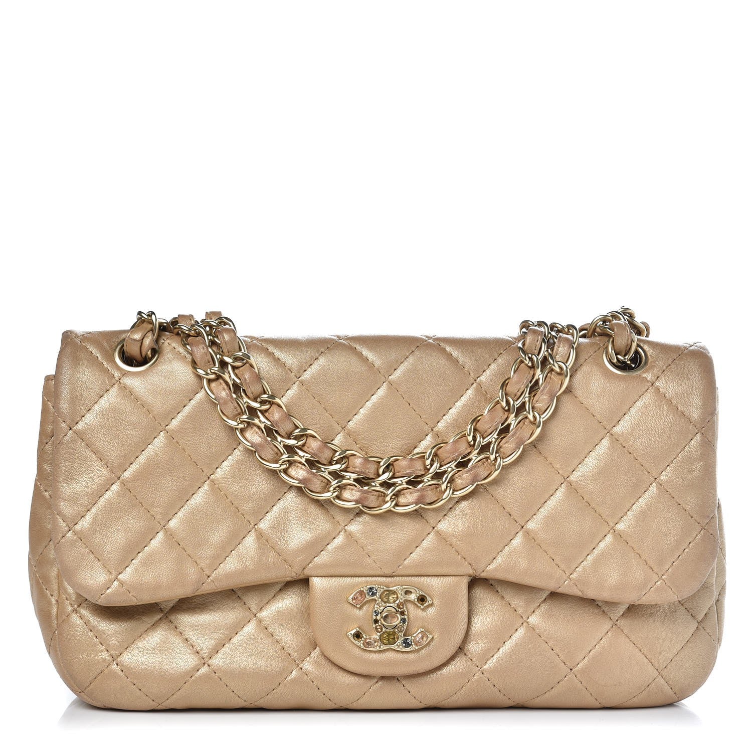 Chanel Metallic Lambskin Quilted Medium Precious Jewel Single Flap