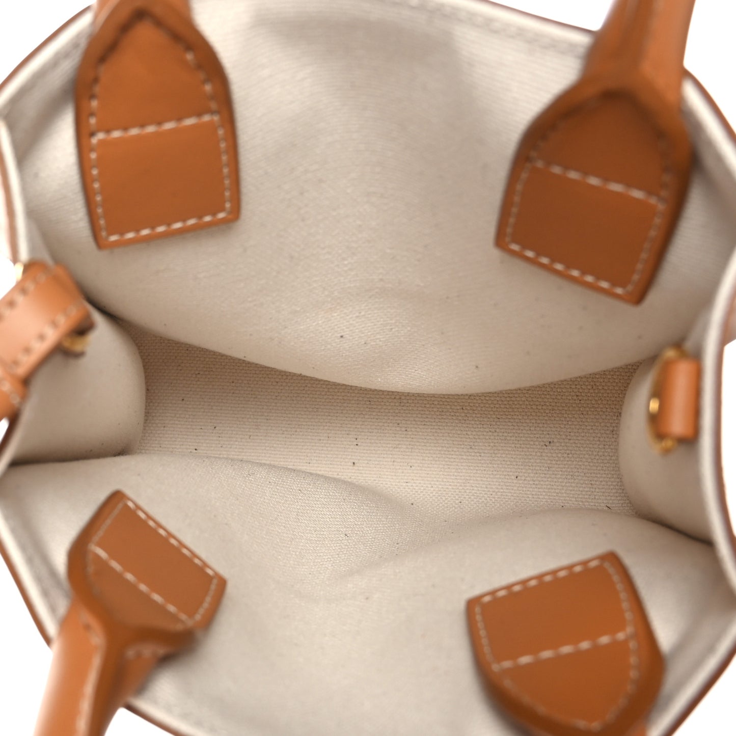 Canvas Calfskin Mini Vertical Cabas Natural Tan