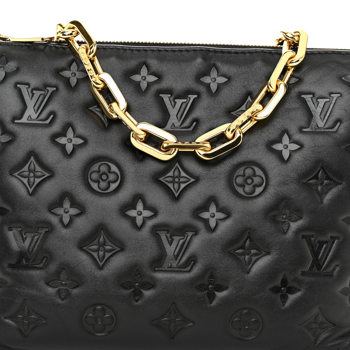 Lambskin Embossed Monogram Coussin PM Black