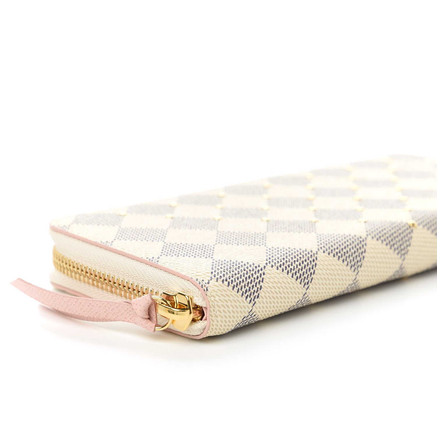 Louis Vuitton Damier Azur Studded Clemence Wallet Rose Ballerine 6 of 10