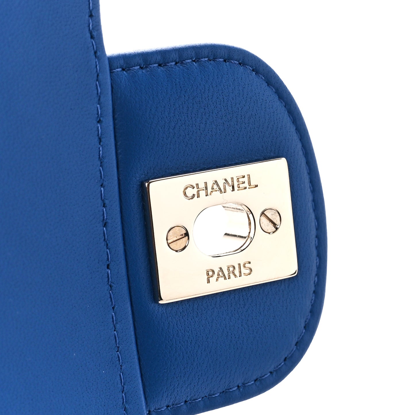 Lambskin Chevron Quilted Mini Rectangular Flap Blue