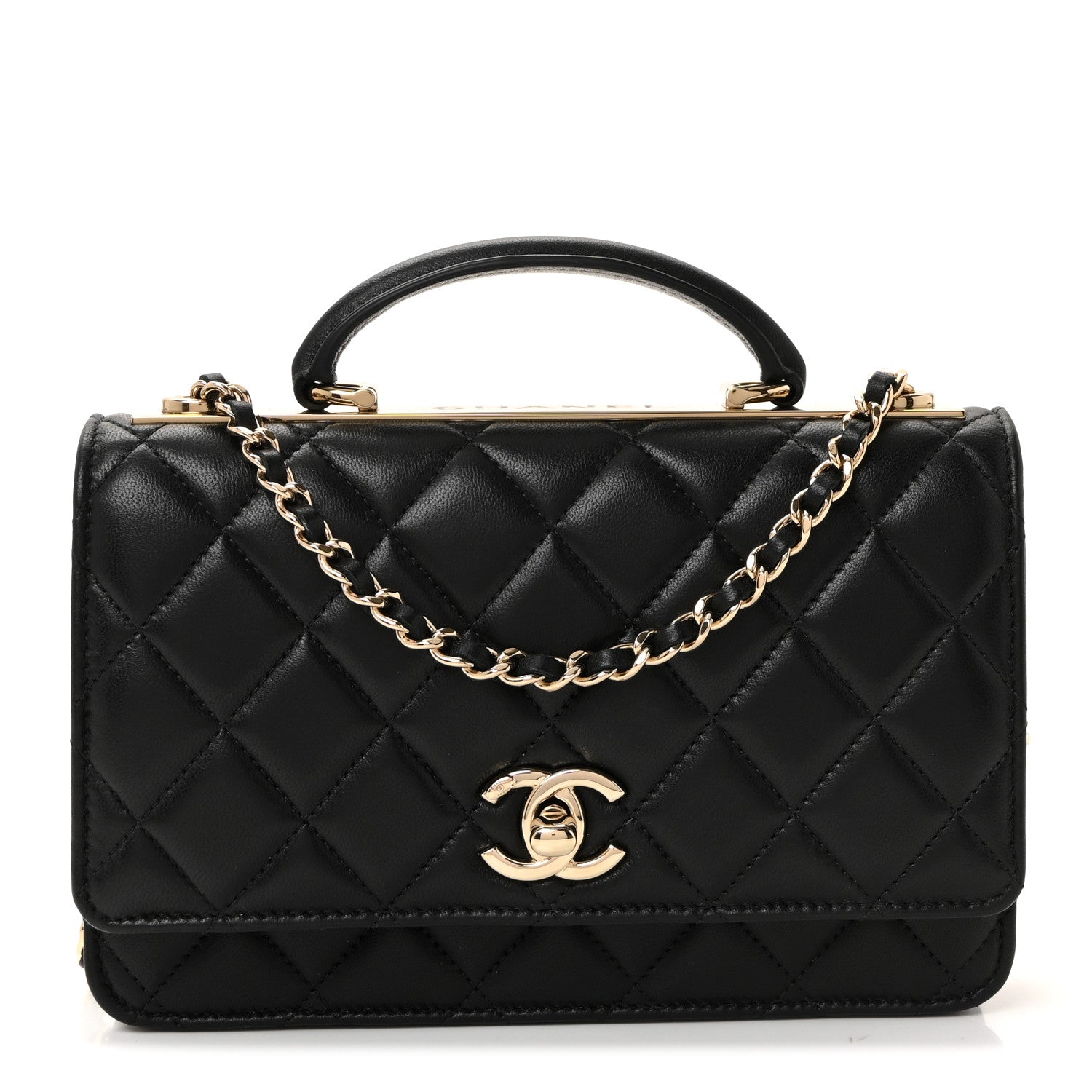 Chanel Lambskin Quilted Top Handle Trendy CC Wallet On Chain WOC