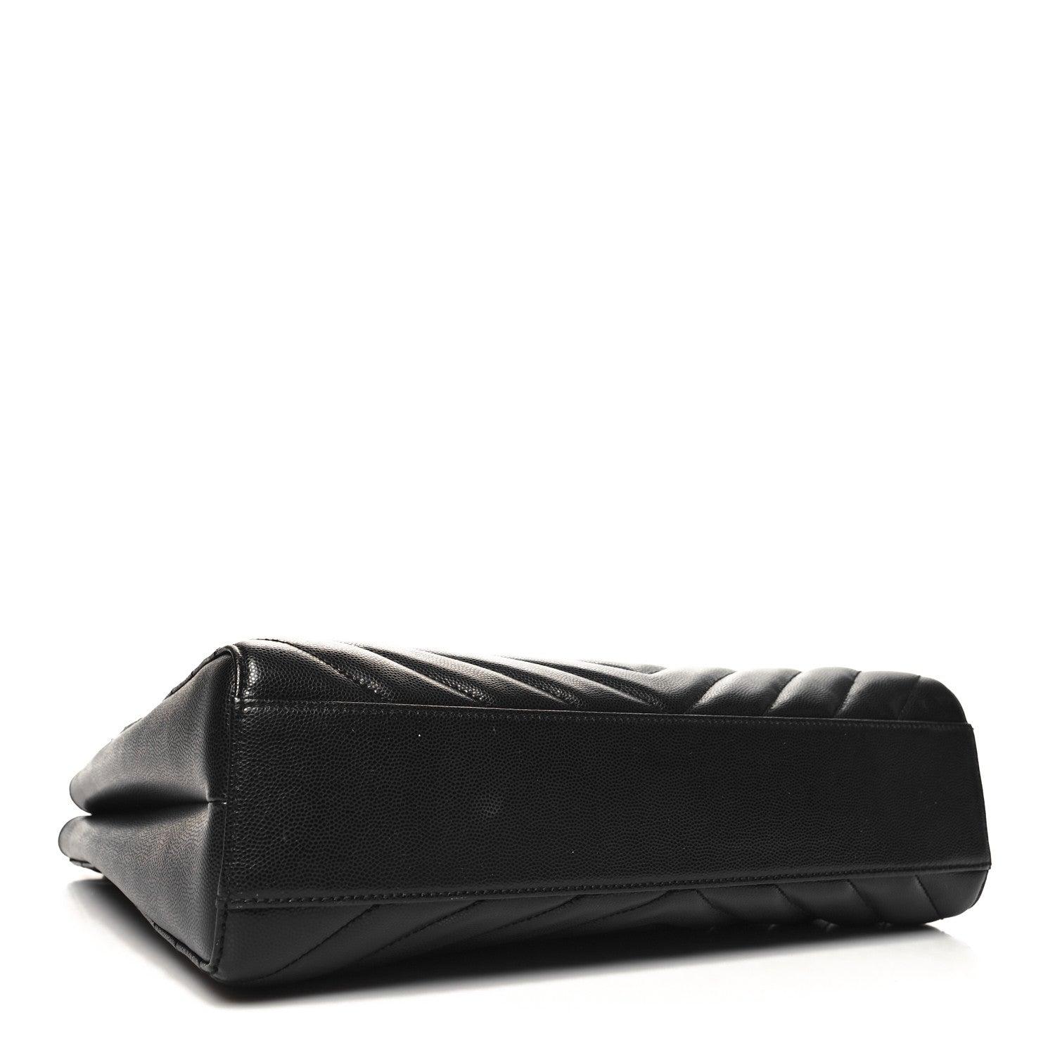 Saint Laurent Grain de Poudre Matelasse Chevron Medium Tribeca Shopping Bag Black 4 of 12