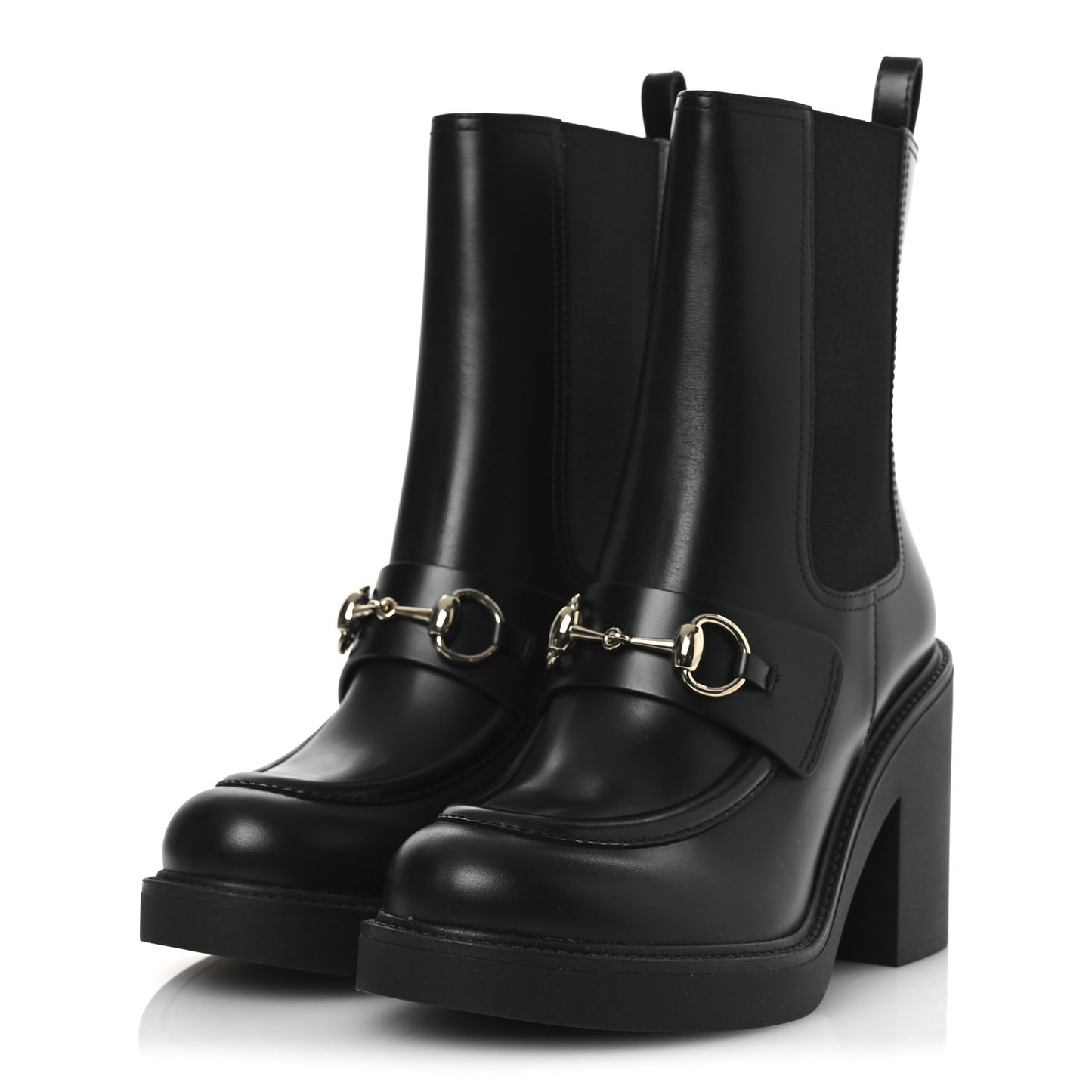 Calfskin Horsebit Ankle Boots 38 Black