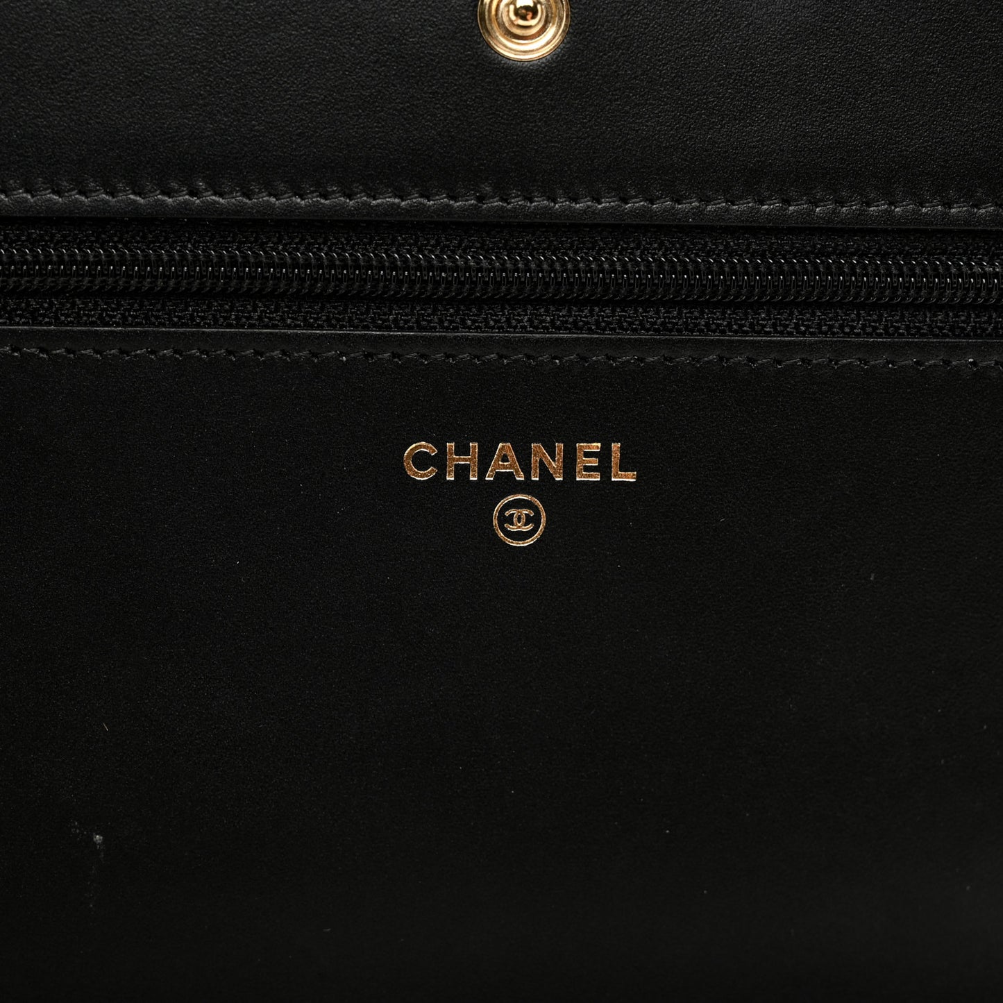 Metallic Caviar Suede Wallet On Chain WOC Gold Black