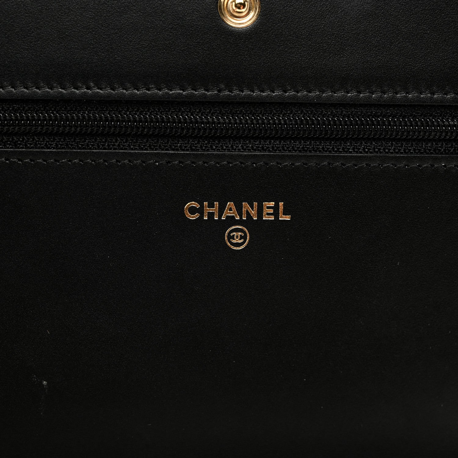 Chanel Metallic Caviar Suede Wallet On Chain WOC Gold Black 7 of 12