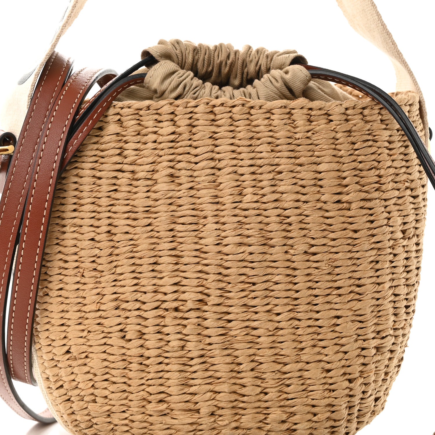 Chloe Raffia Calfskin Small Woody Basket Bag Brown 7 of 10