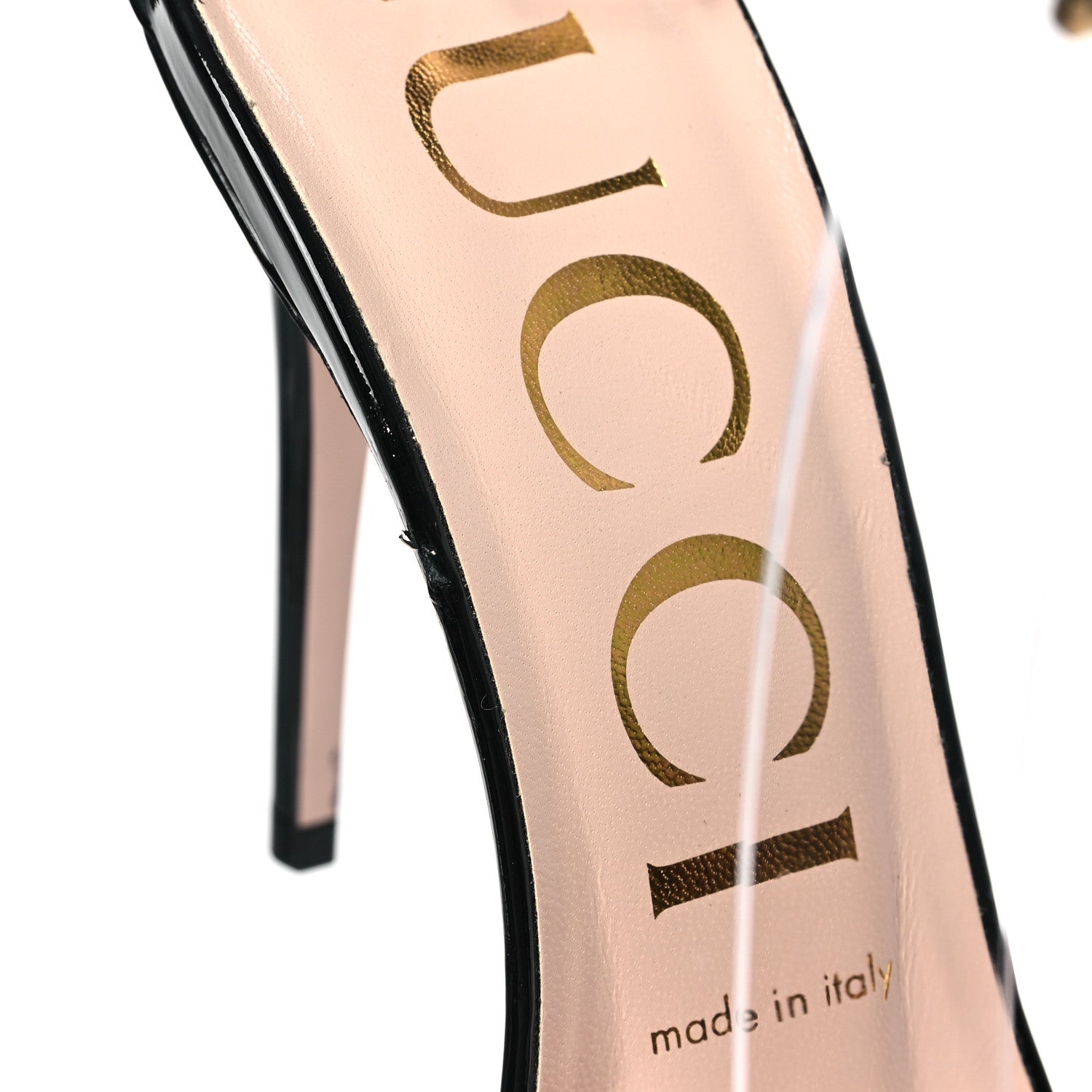 Gucci Patent Ankle Strap High Heel Sandals 37 Black 8 of 8