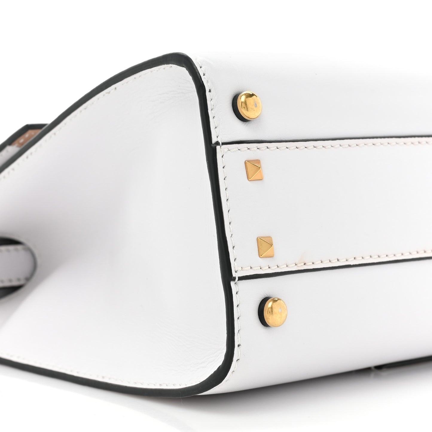 Calfskin Small VSling Top Handle Bag White