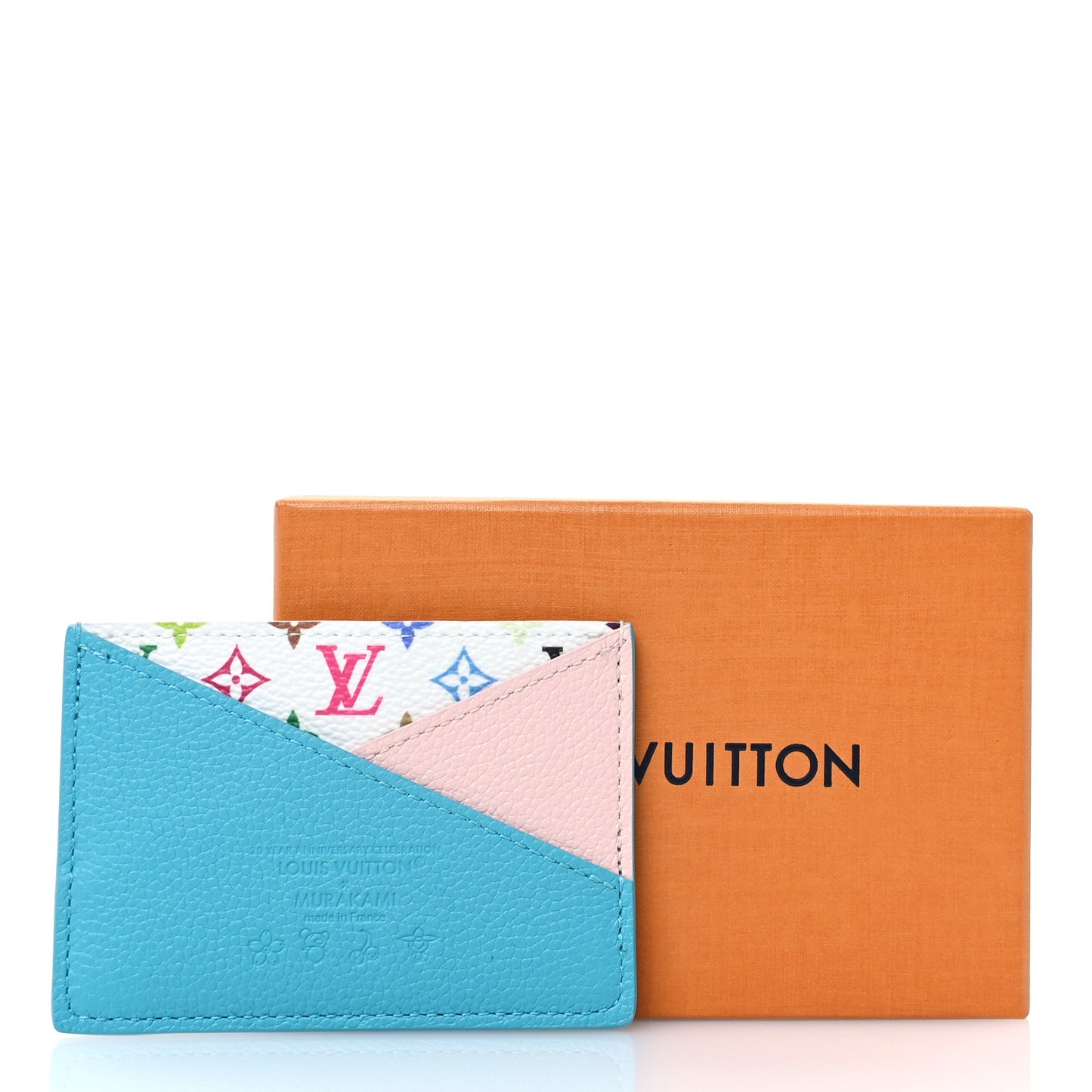 LV X TM Monogram Multicolor Criss-Cross Card Holder Kabira Blue Rose