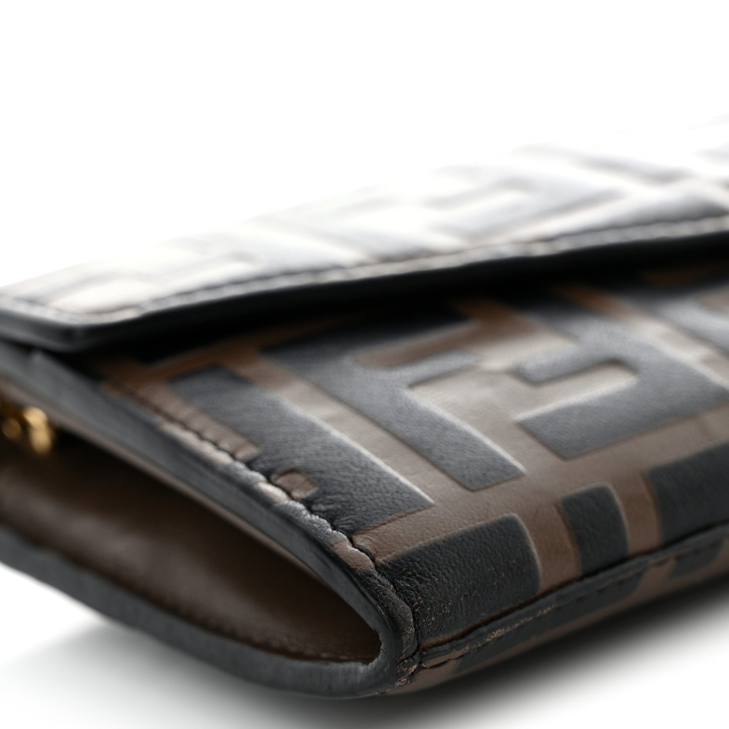 Vitello Soft F is Fendi Bi-Color FF 1974 Embossed Continental Envelope Wallet On Chain Maya Black