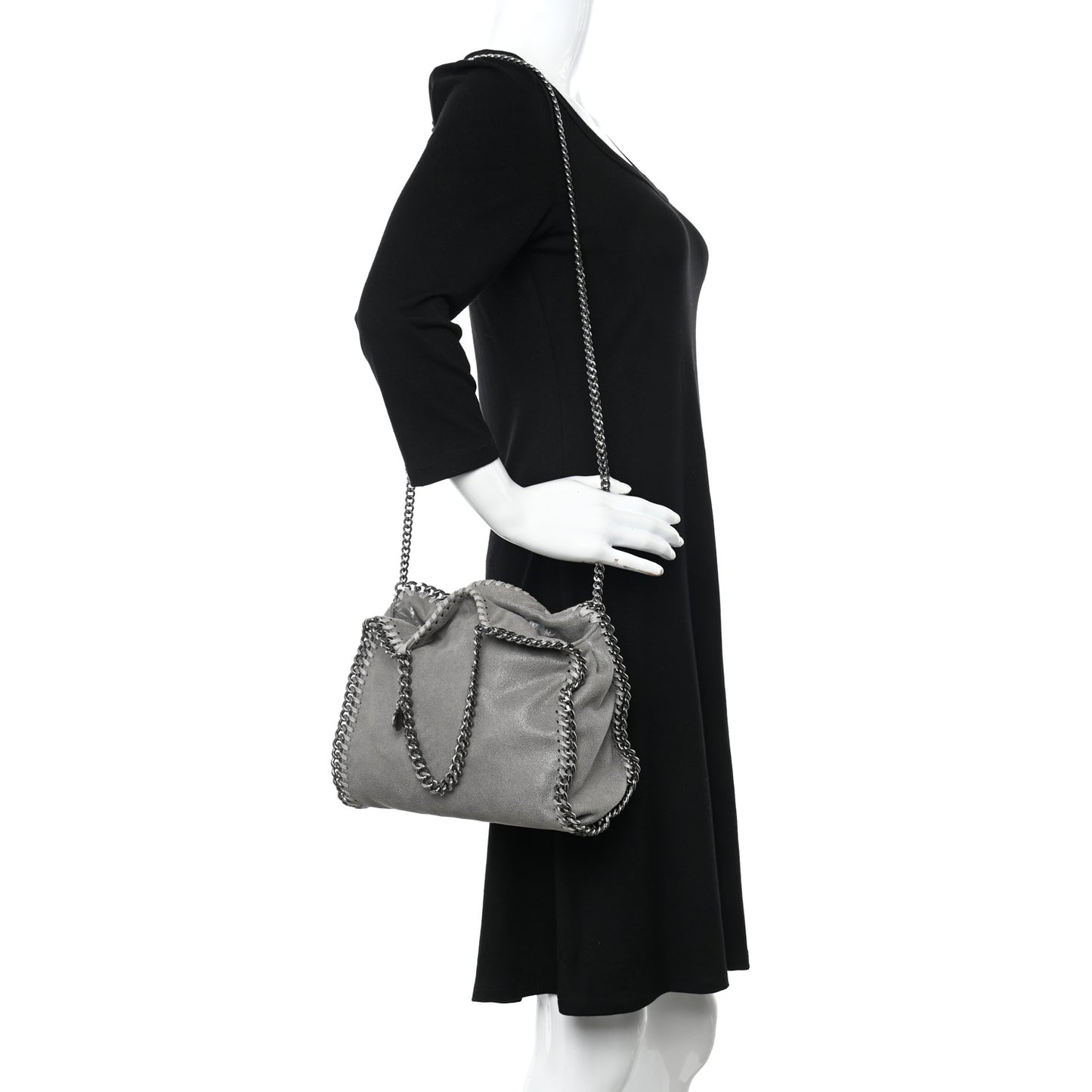 Shaggy Deer Mini Falabella Fold Over Tote Light Grey