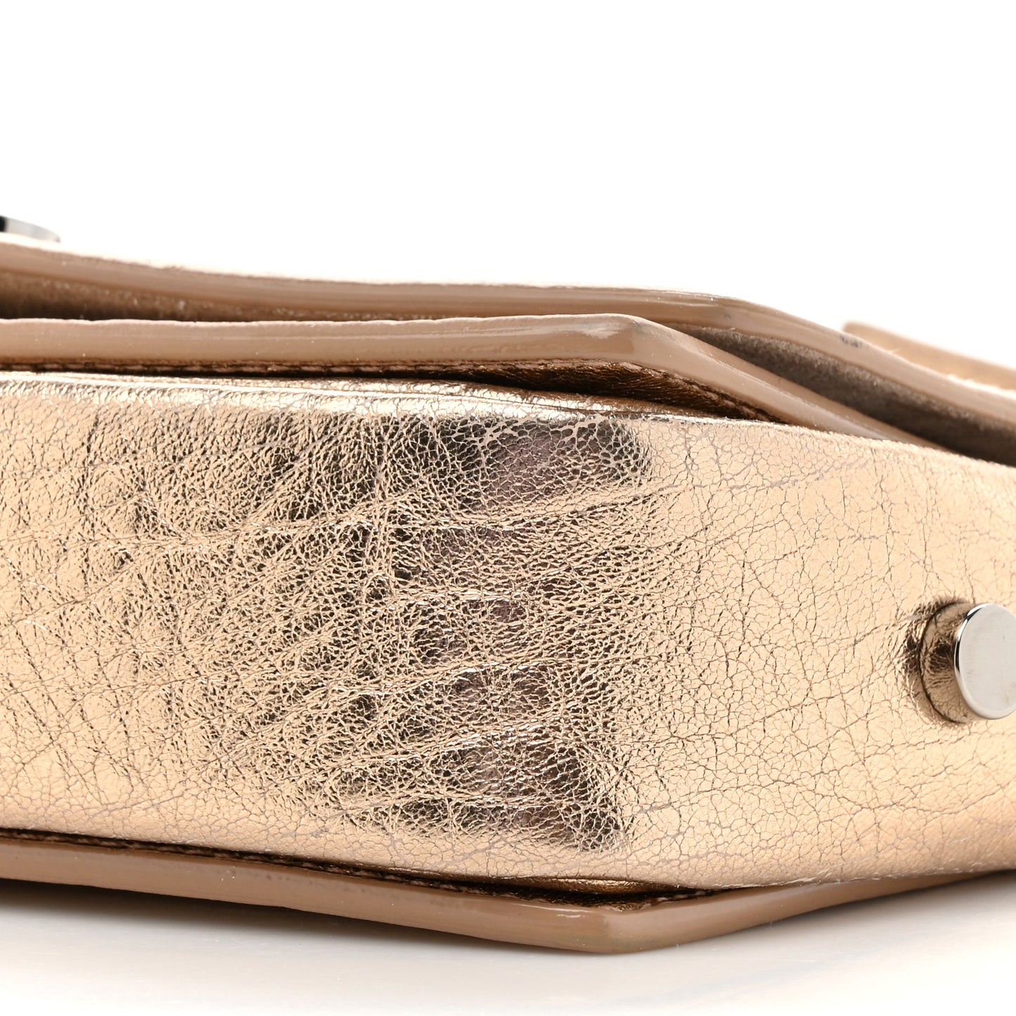 Metallic Grained Calfskin Arrow Crossbody Bag Light Gold