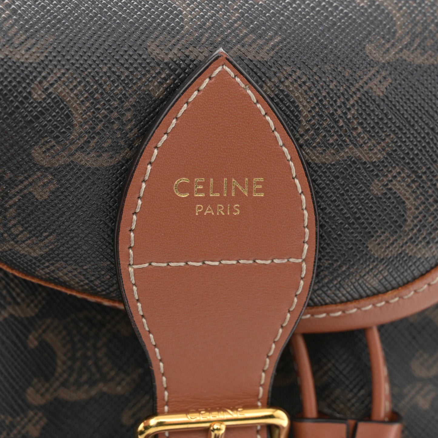 Triomphe Canvas Calfskin Mini Folco Backpack Tan