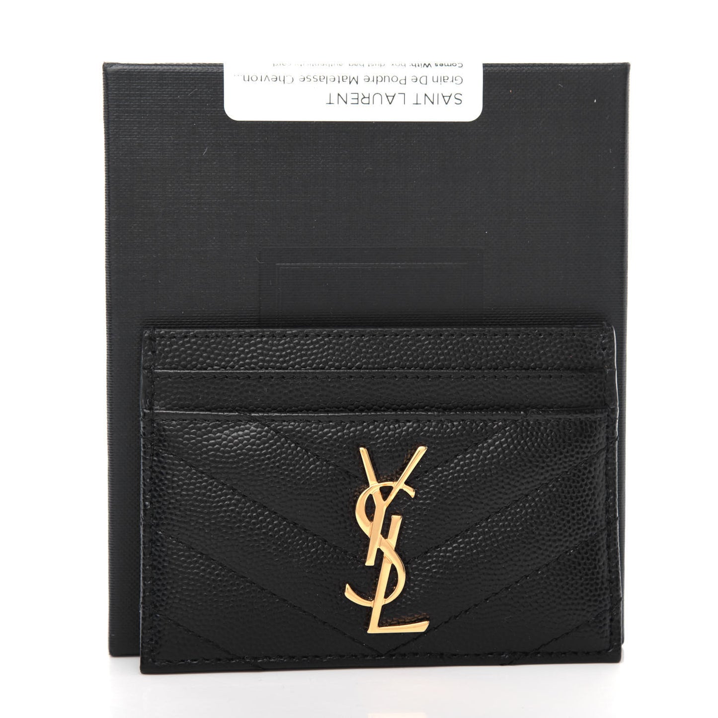 Grain De Poudre Matelasse Chevron Monogram Credit Card Case Black