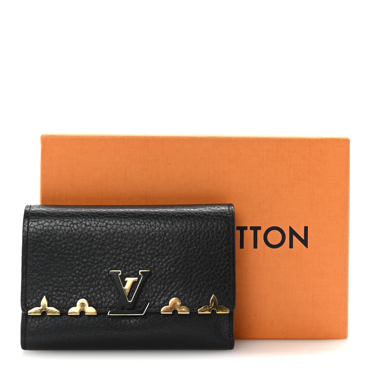 Louis Vuitton Taurillon Embellished Capucines Compact Wallet Black 7 of 7