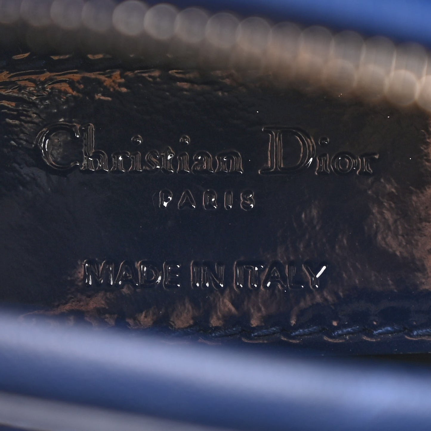 Patent Cannage Medium Lady Dior Blue