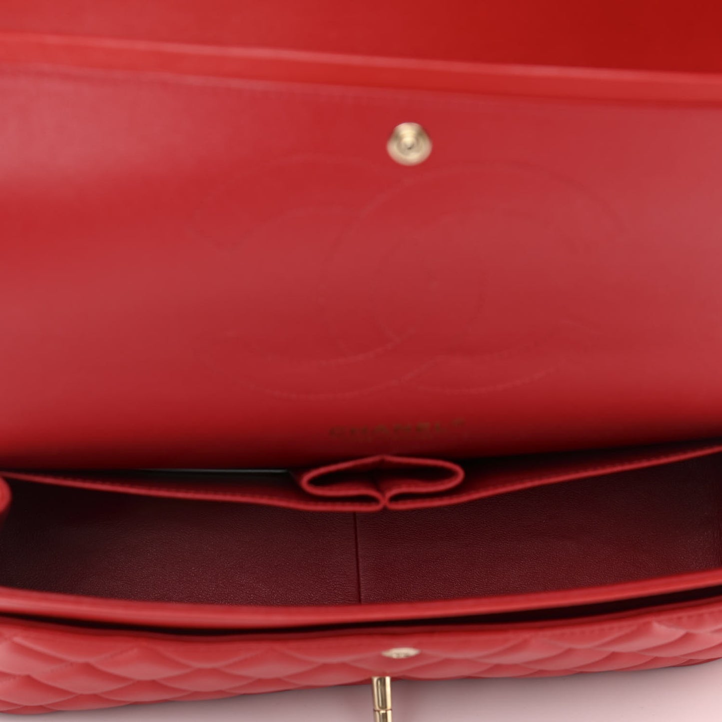 Lambskin Quilted Jumbo Double Flap Red