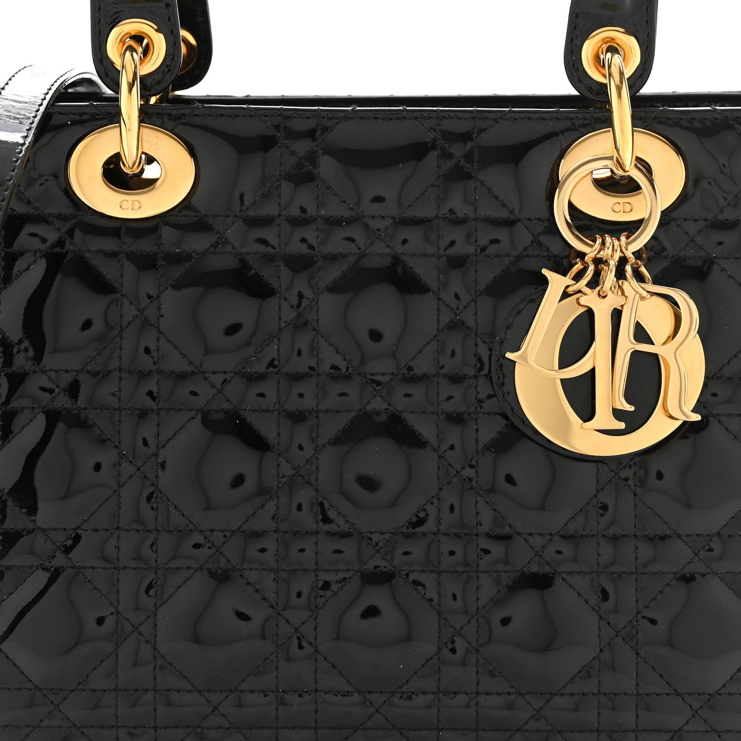 Patent Cannage Medium Lady Dior Black