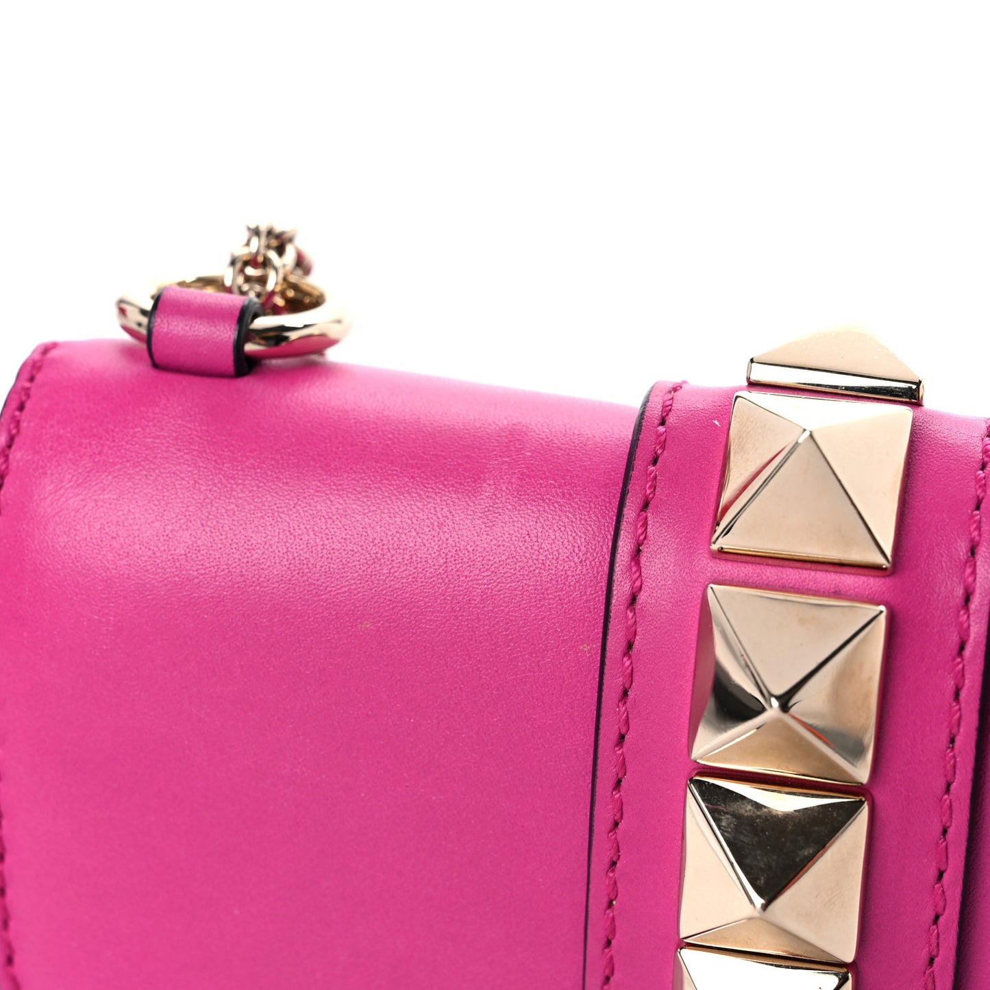Vitello Mini Glam Lock Rockstud Flap Fuxia