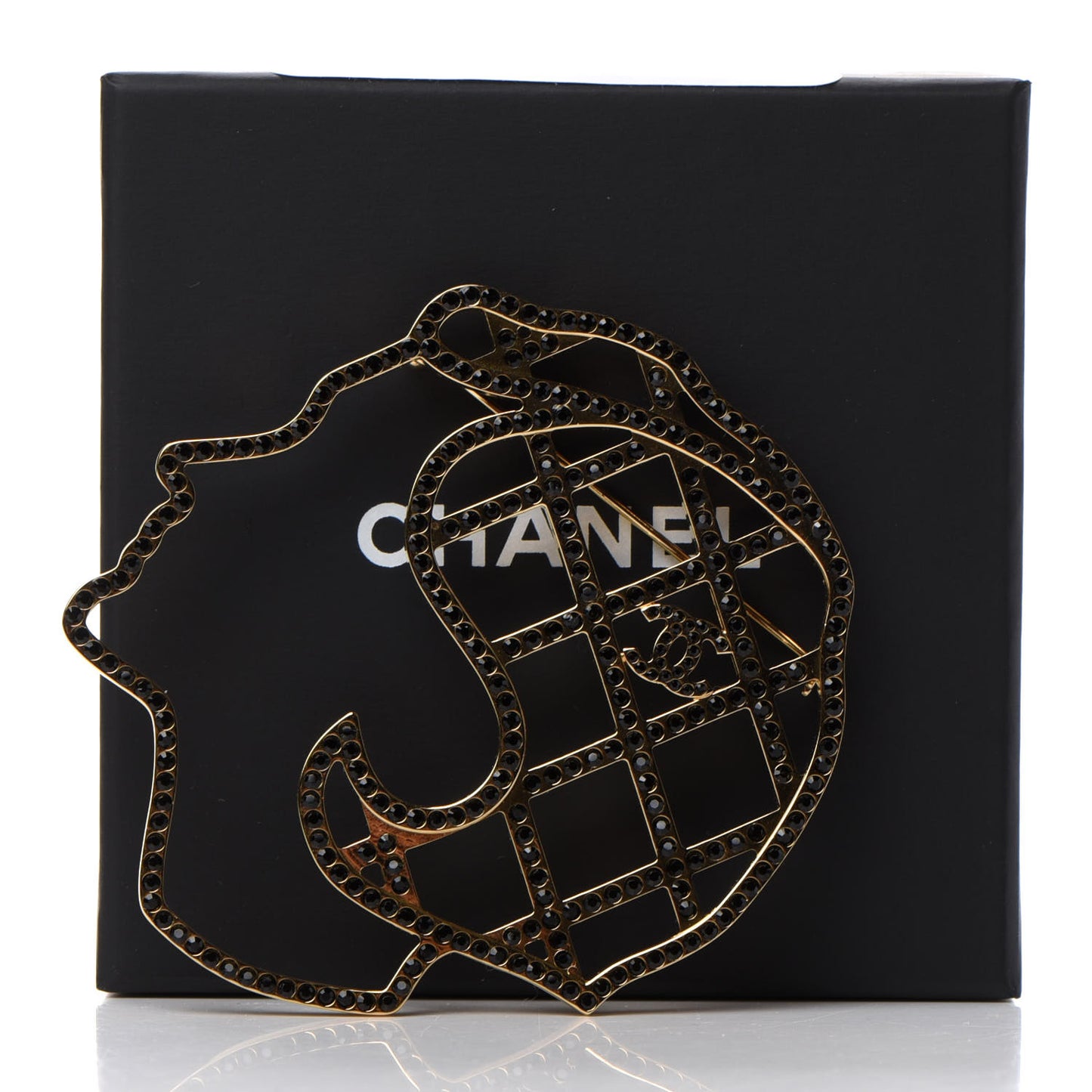 Crystal Mademoiselle Brooch Black Gold
