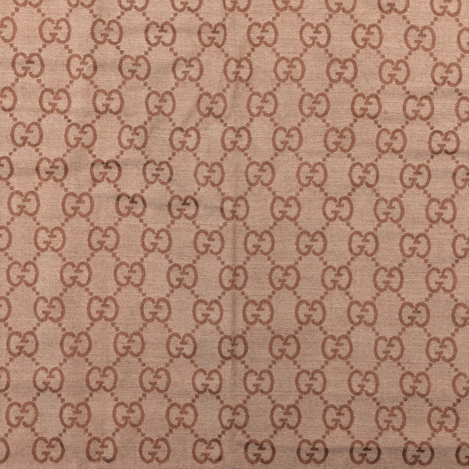 Gucci Wool Silk GG Monogram Fringe Scarf Brown 3 of 4