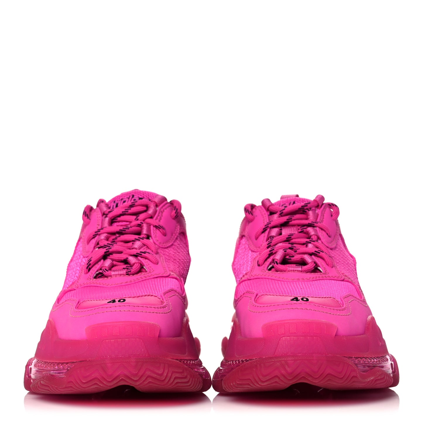 Fabric Mesh Clear Sole Fluo Womens Triple S Sneakers 40 Pink