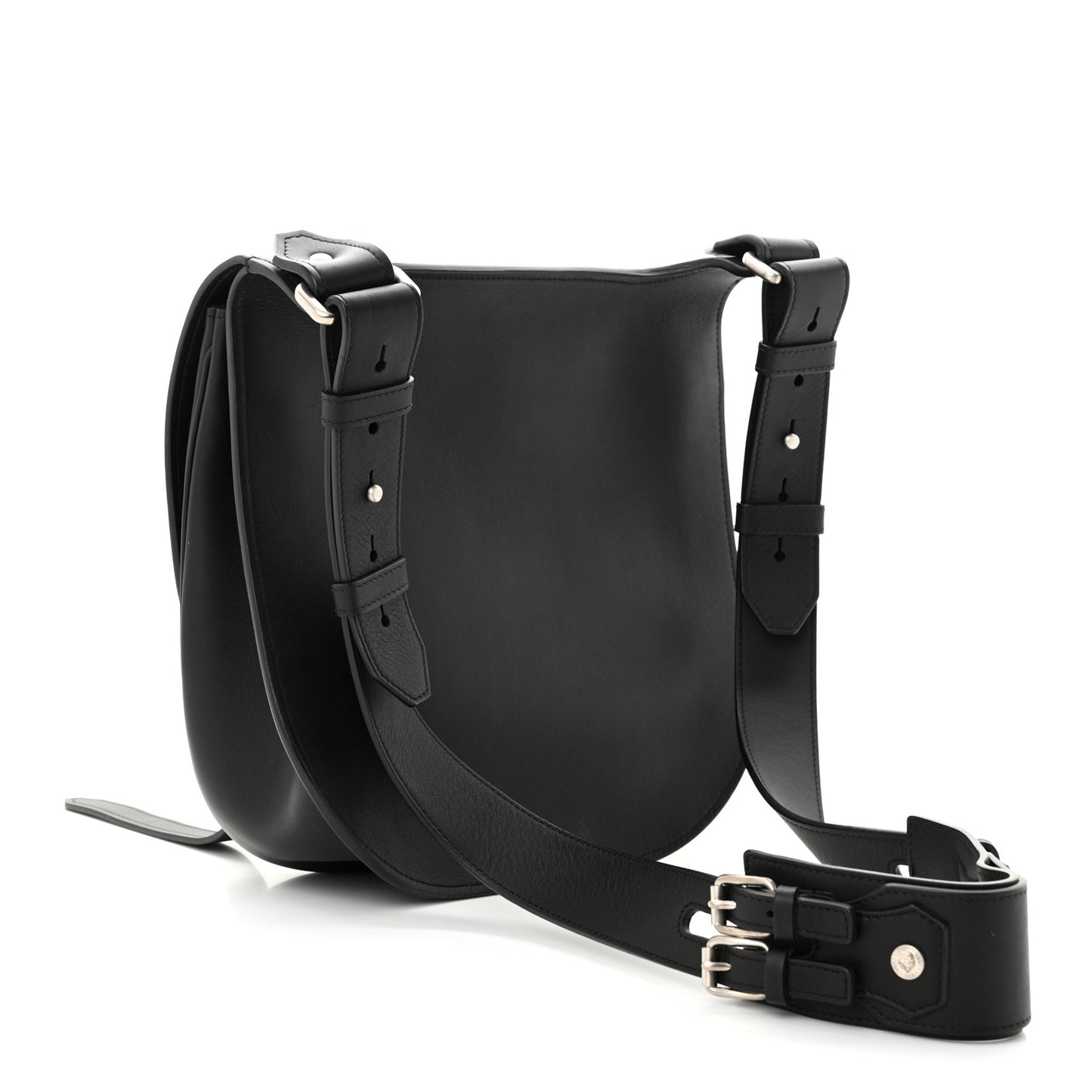 Calfskin Small Biker Chain Satchel Black