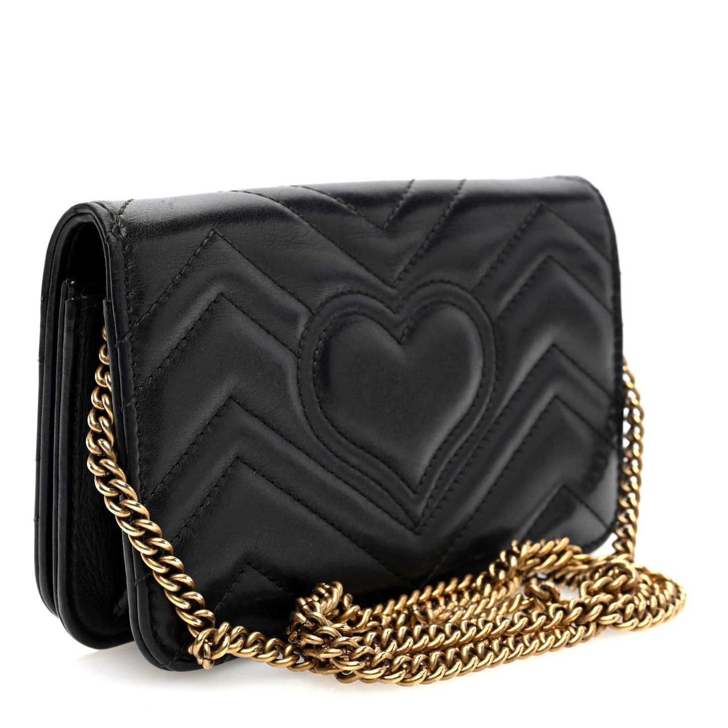 Calfskin Matelasse Mini Animal Studs GG Marmont Bag Black