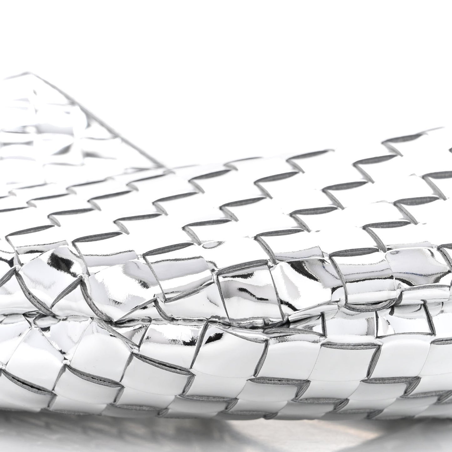 Mirror Laminated Nappa Intrecciato Sardine Bag Silver