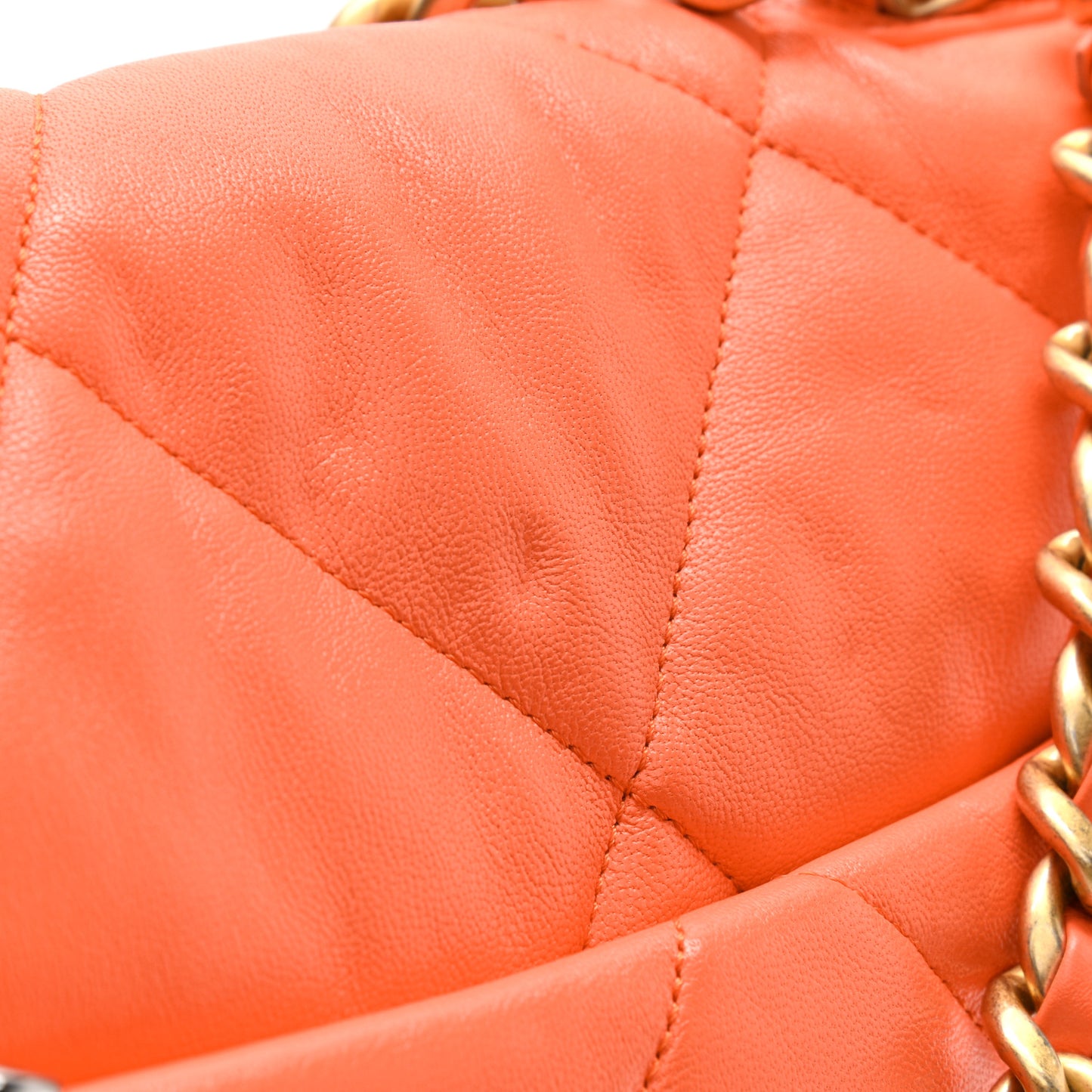Lambskin Quilted Large Chanel 19 Flap Orange