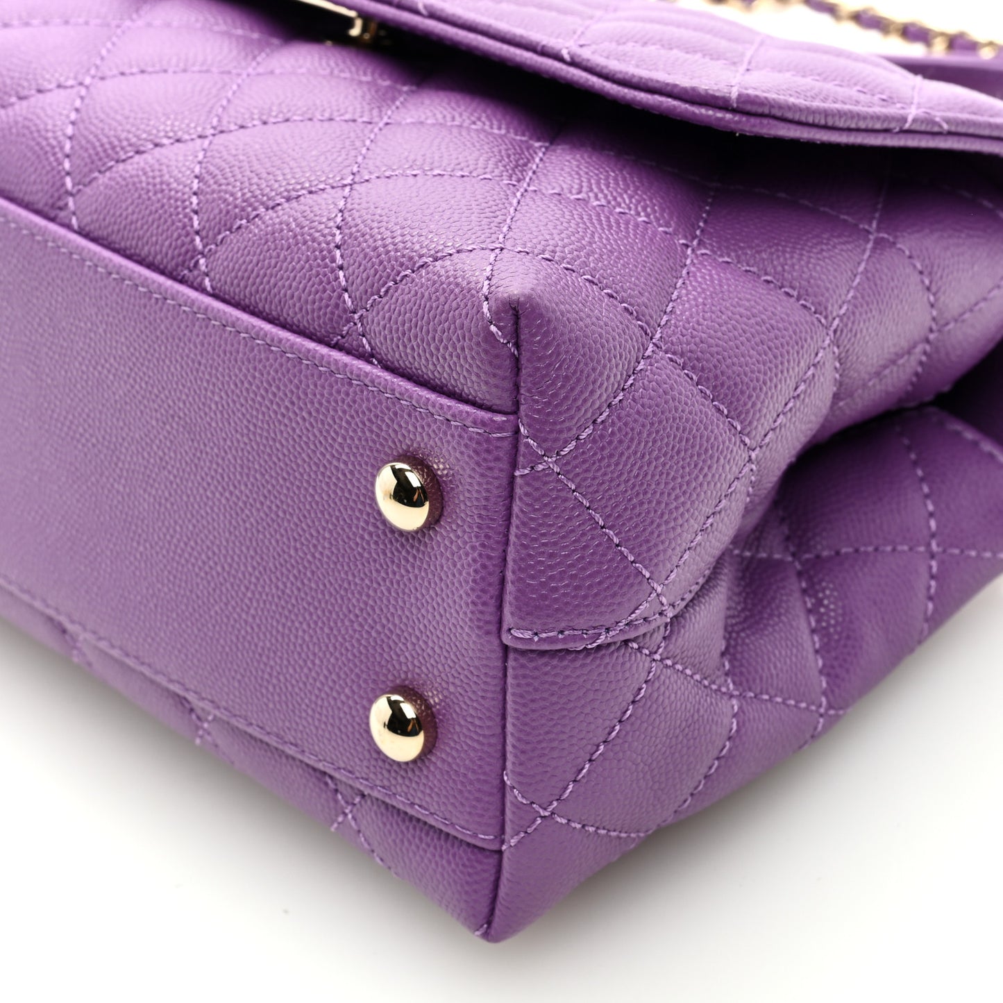 Caviar Quilted Mini Coco Handle Flap Purple