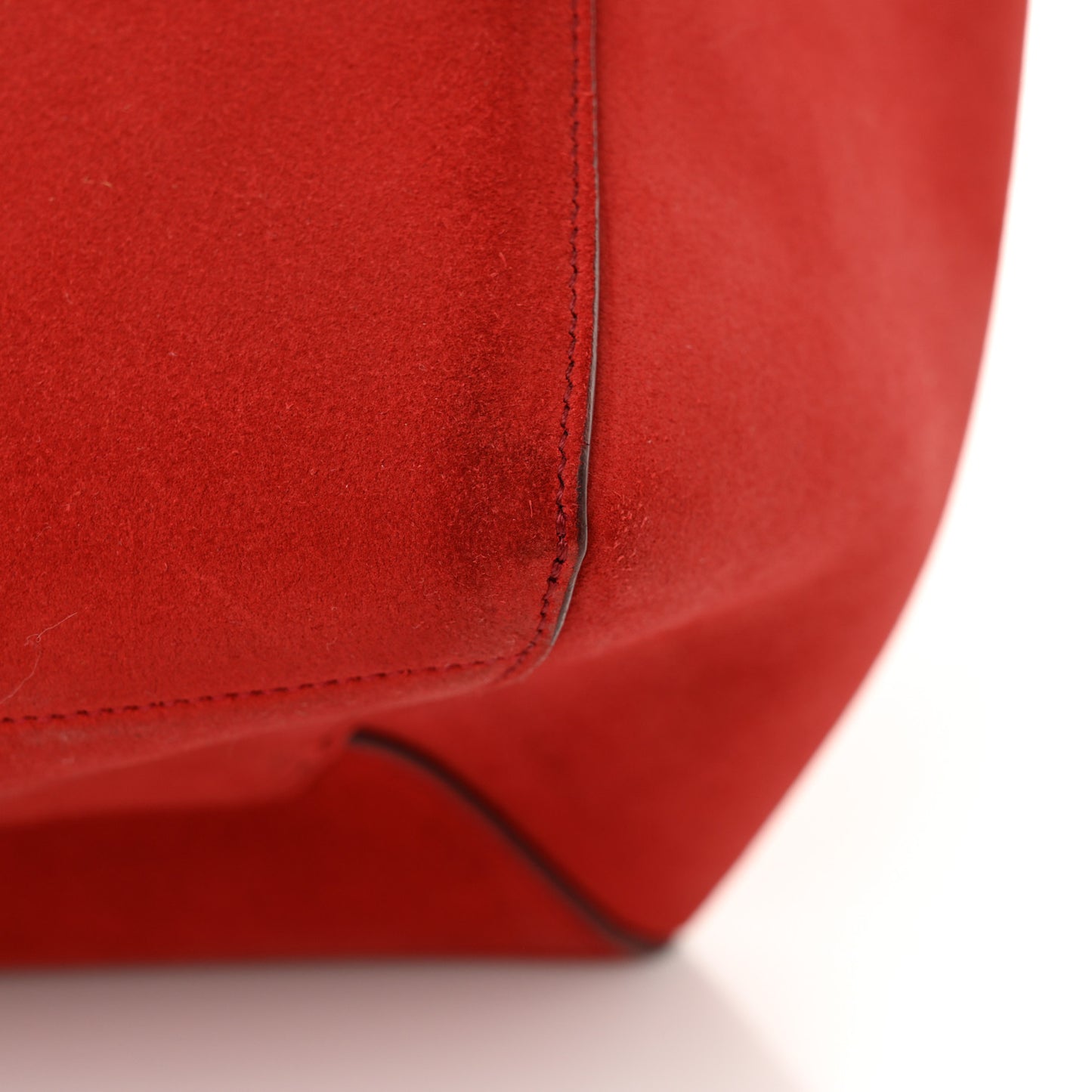 Suede Calfskin Sangle Bucket Bag Red
