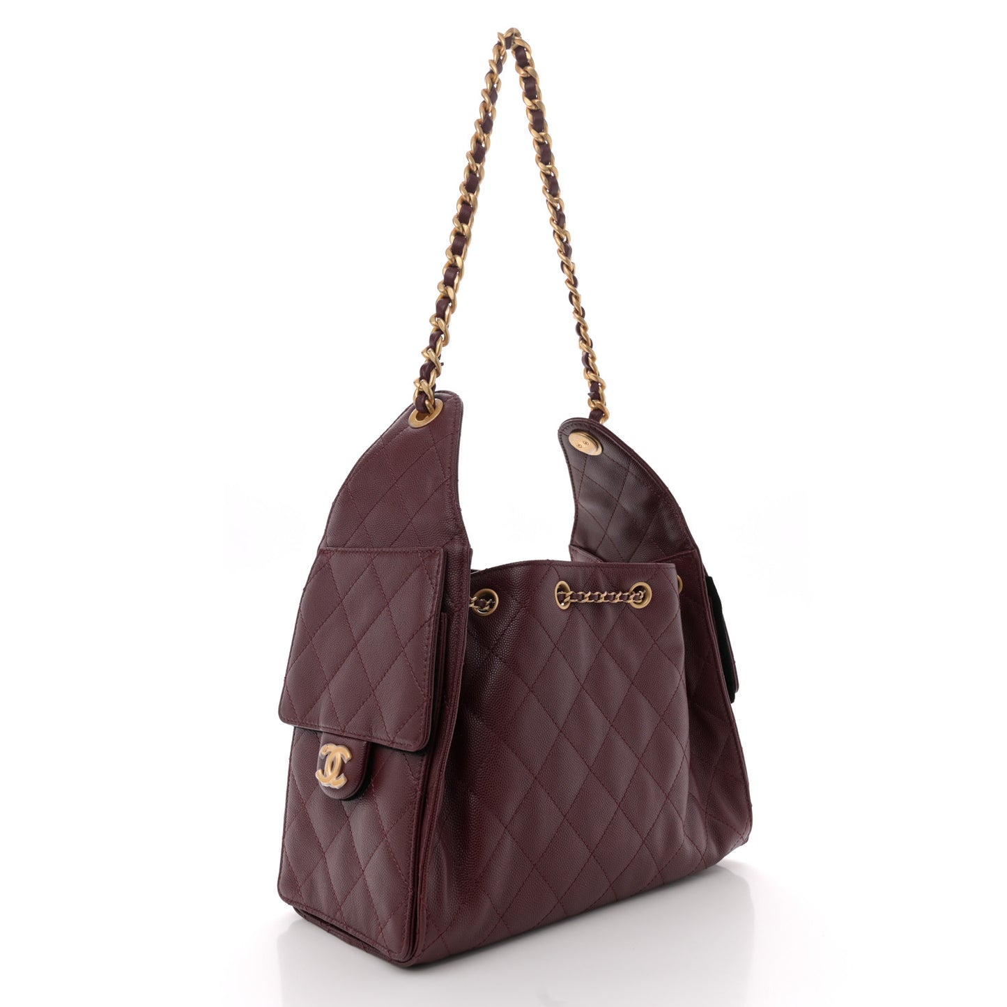 Caviar Quilted Small Chanel 25 Handbag Burgundy