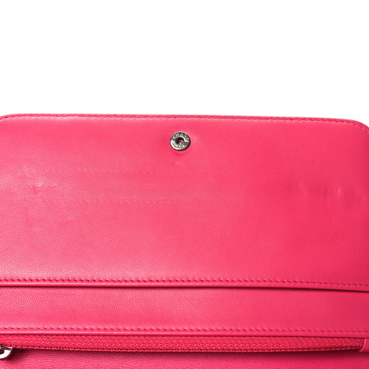 Lambskin Quilted Diamond CC Wallet On Chain WOC Pink