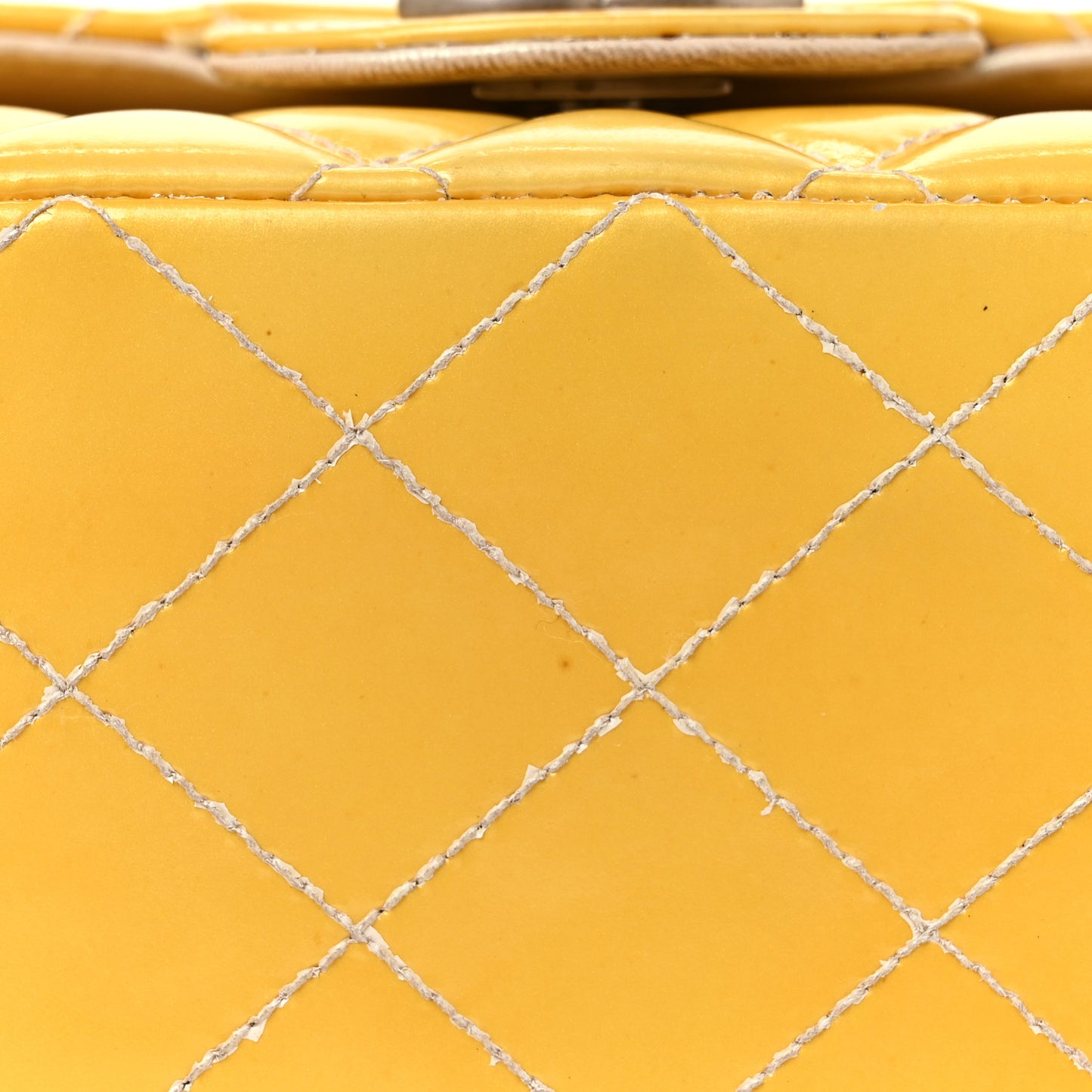 Patent Quilted Medium Double Flap Yellow