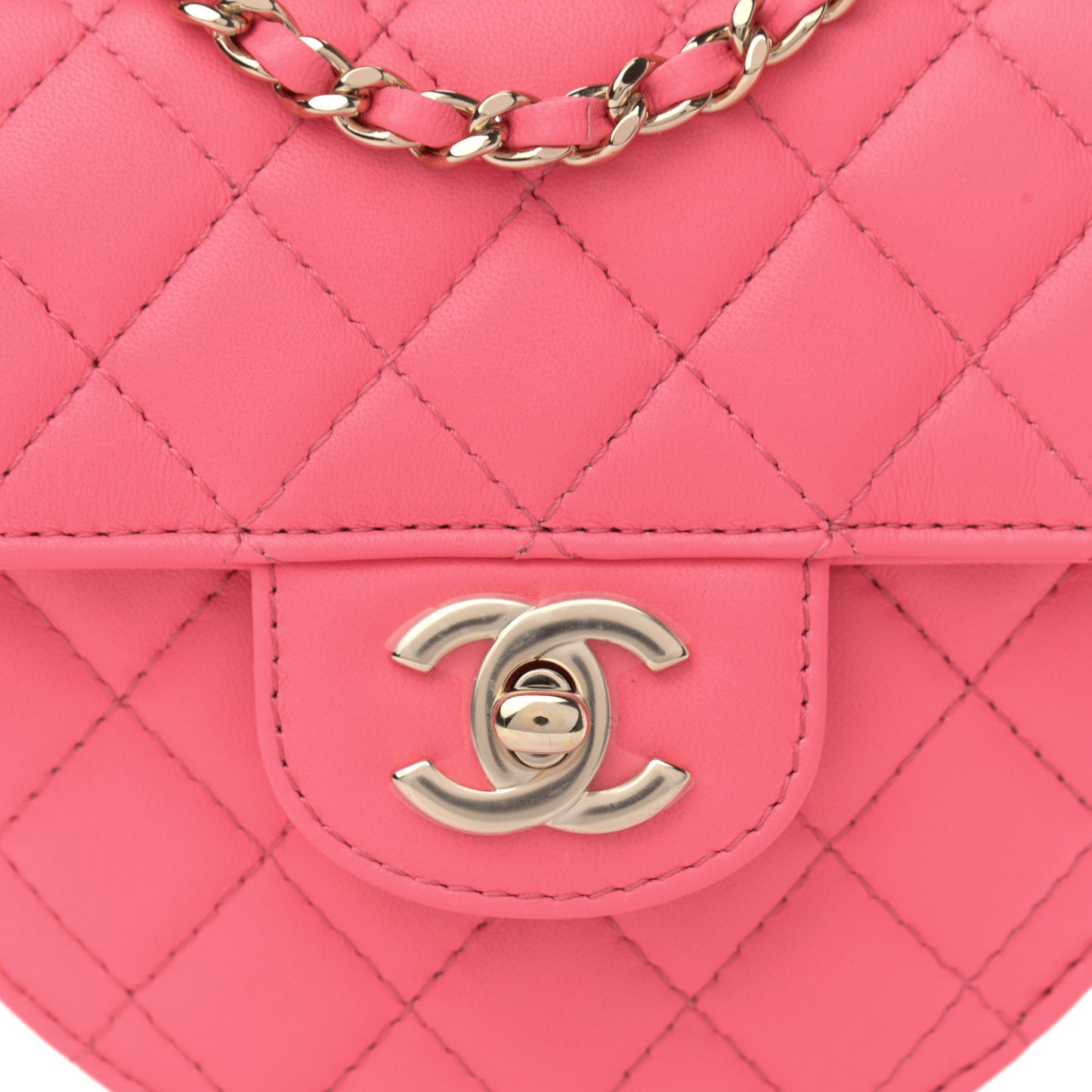 Lambskin Quilted CC In Love Heart Bag Pink