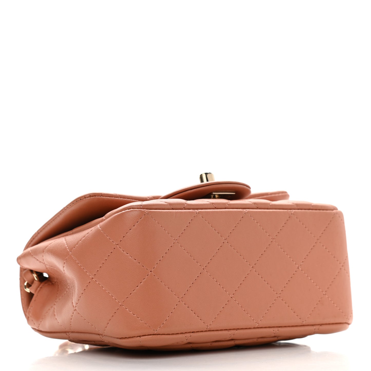 Lambskin Quilted Mini Square Flap Brown