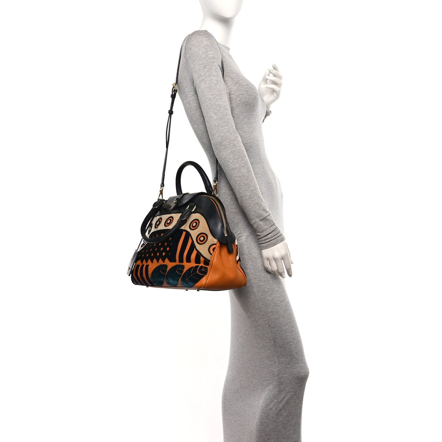 Calfskin Velvet Medium Milverton Satchel Copper Orange