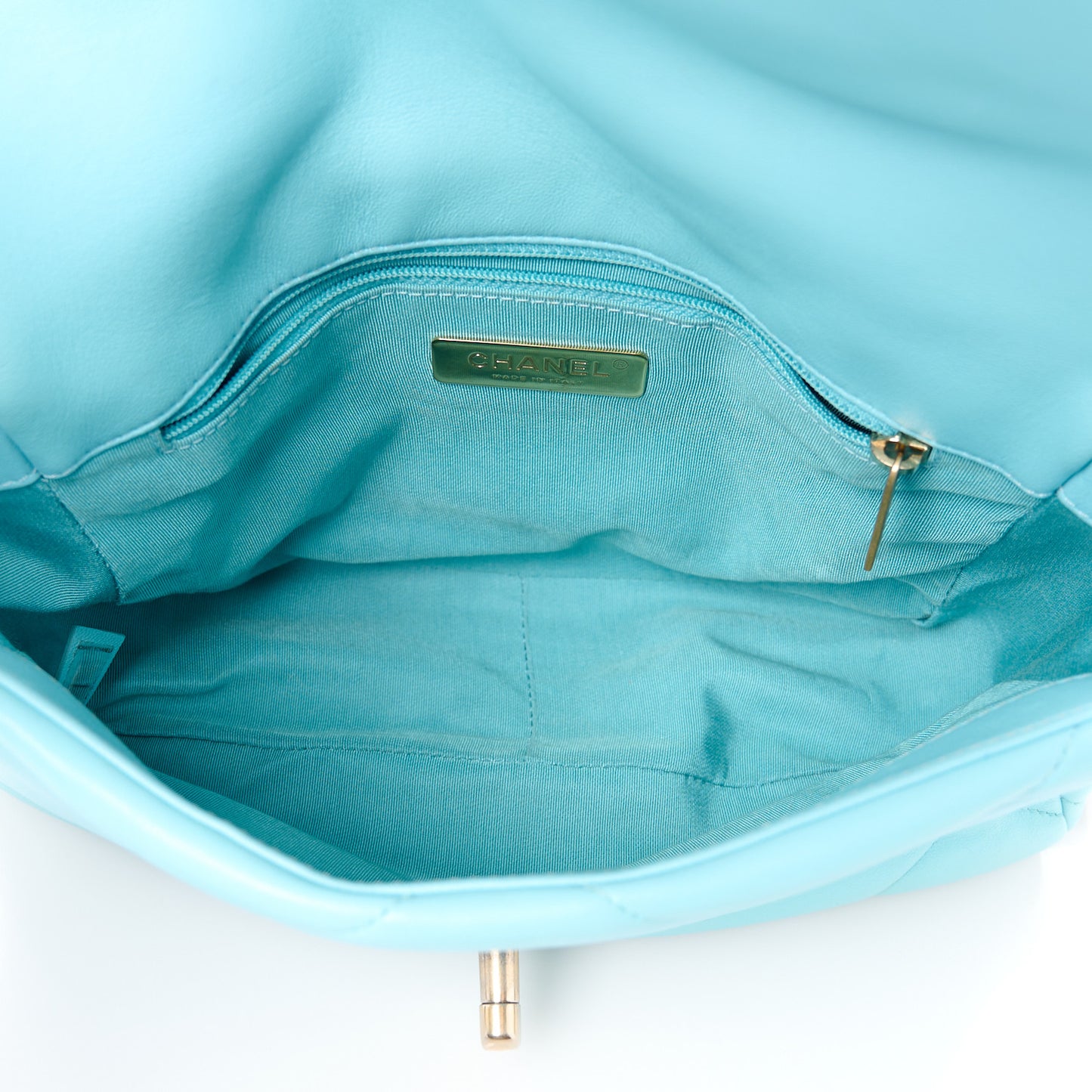 Lambskin Quilted Medium Chanel 19 Flap Light Blue