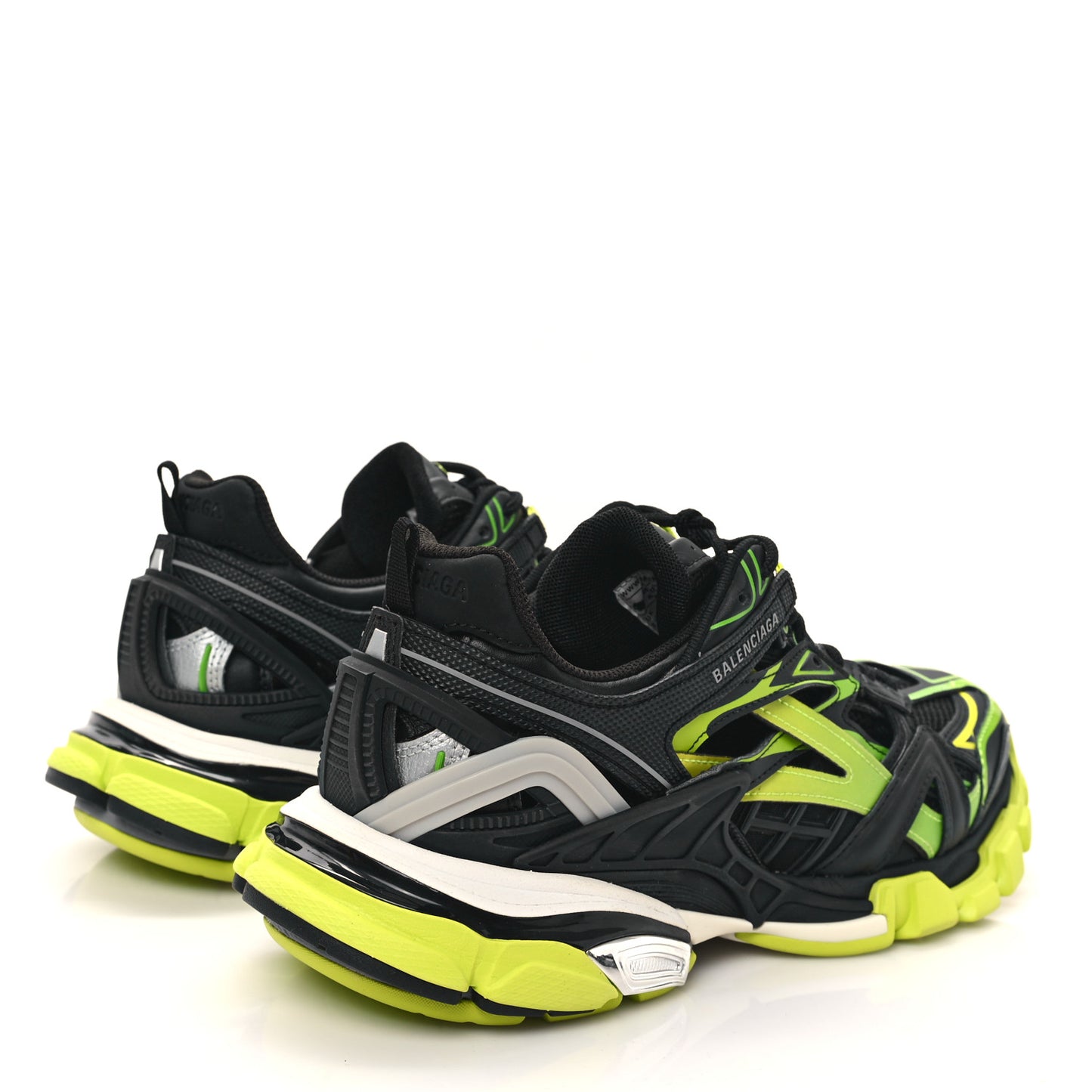 Rubber Mesh Tri-Color Clear Sole Mens Track.2 Open Sneakers 39 Black Yellow