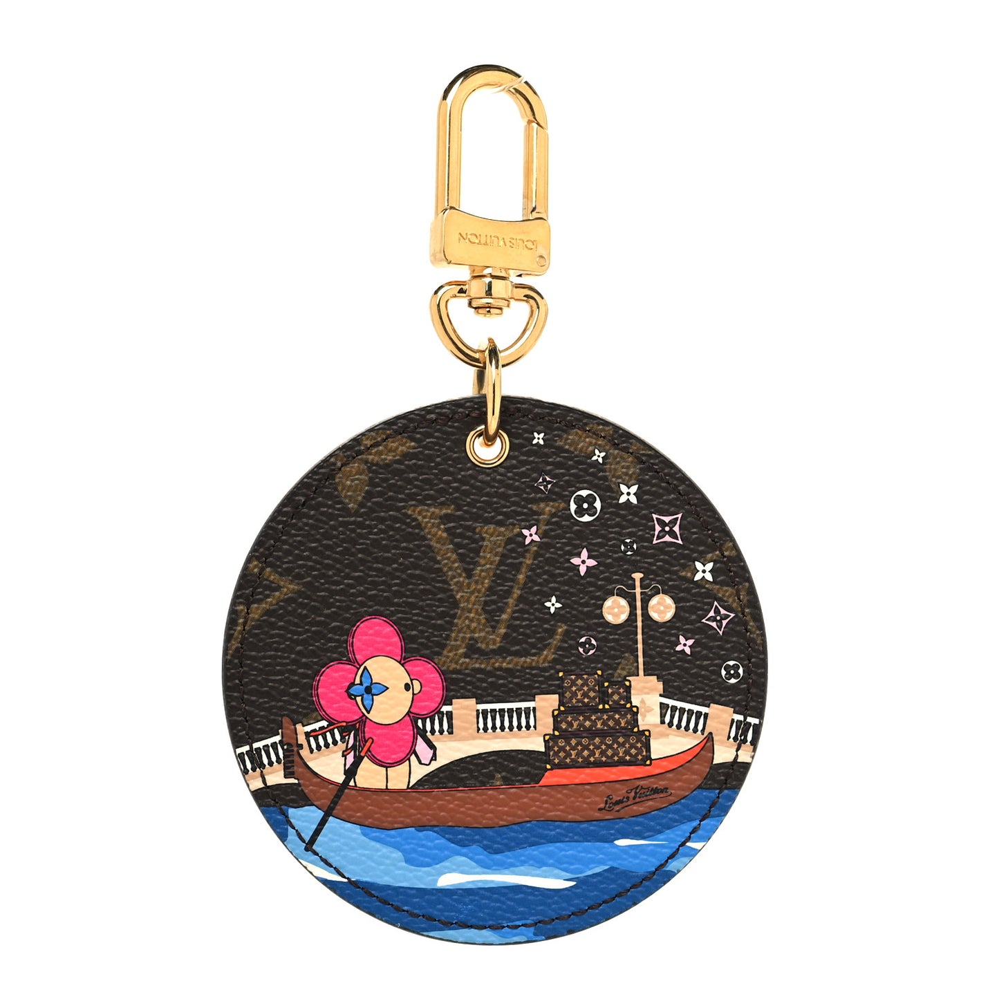 Monogram 2019 Christmas Animation Venice Bag Charm Key Ring Blue