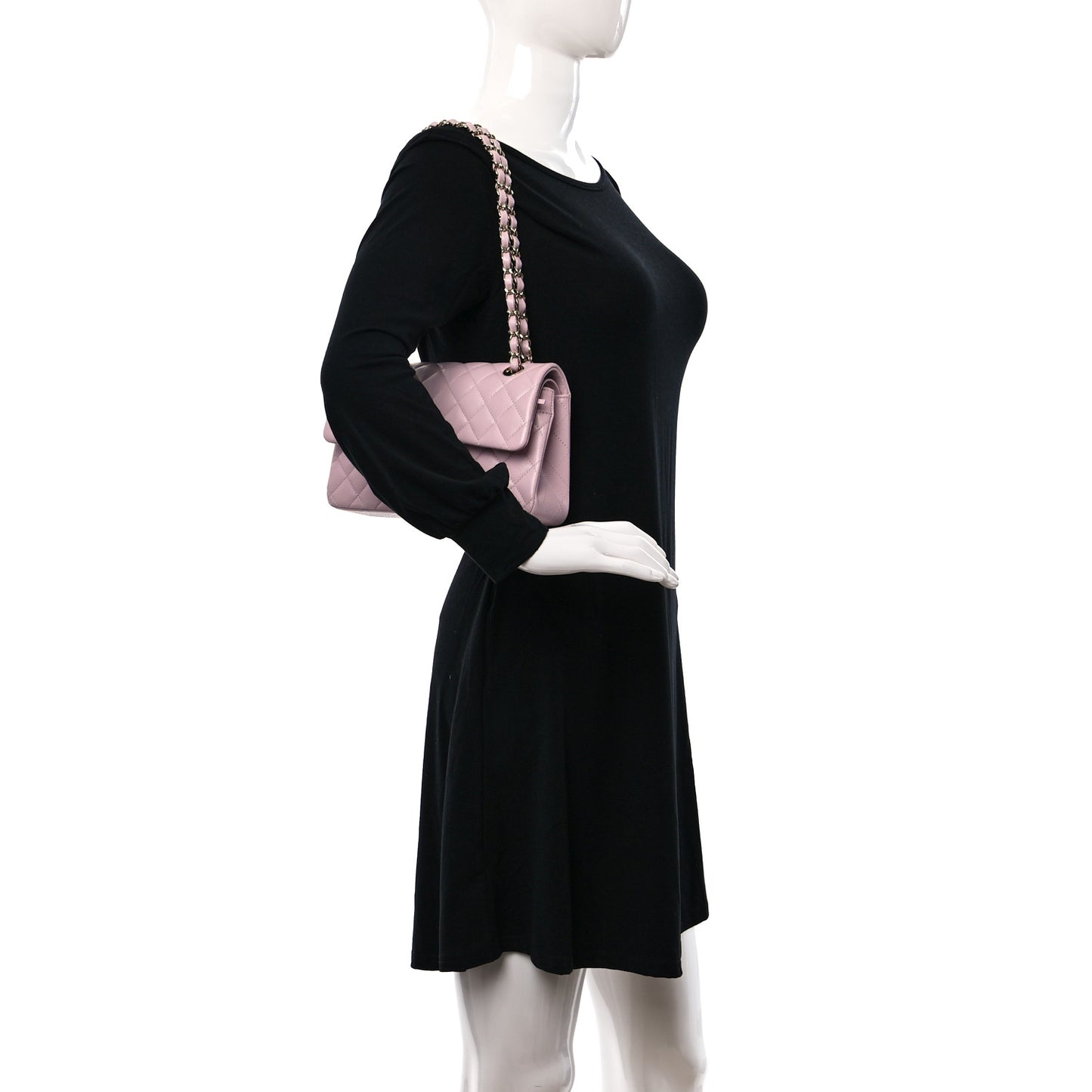 Caviar Quilted Small Double Flap Light Pink