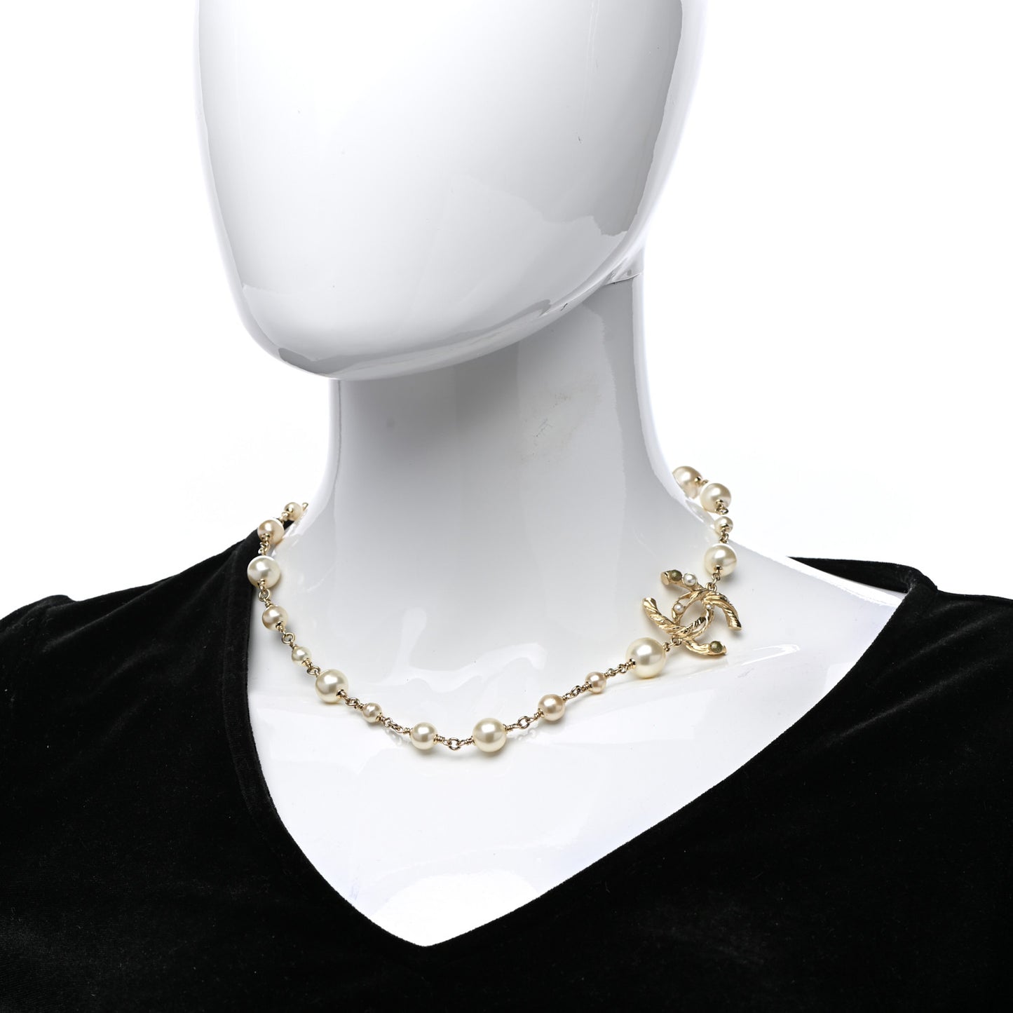 Pearl Resin Twisted CC Necklace Gold