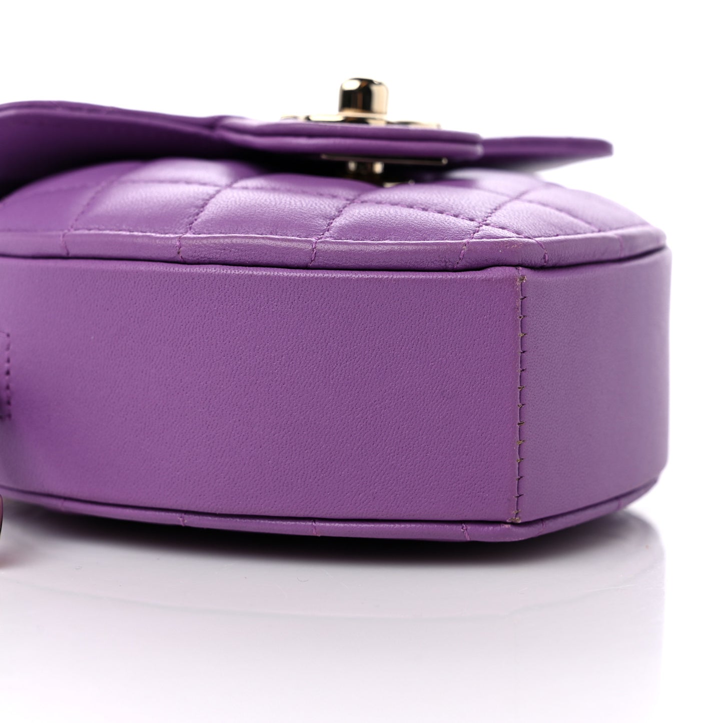 Lambskin Quilted CC In Love Heart Clutch With Chain Purple