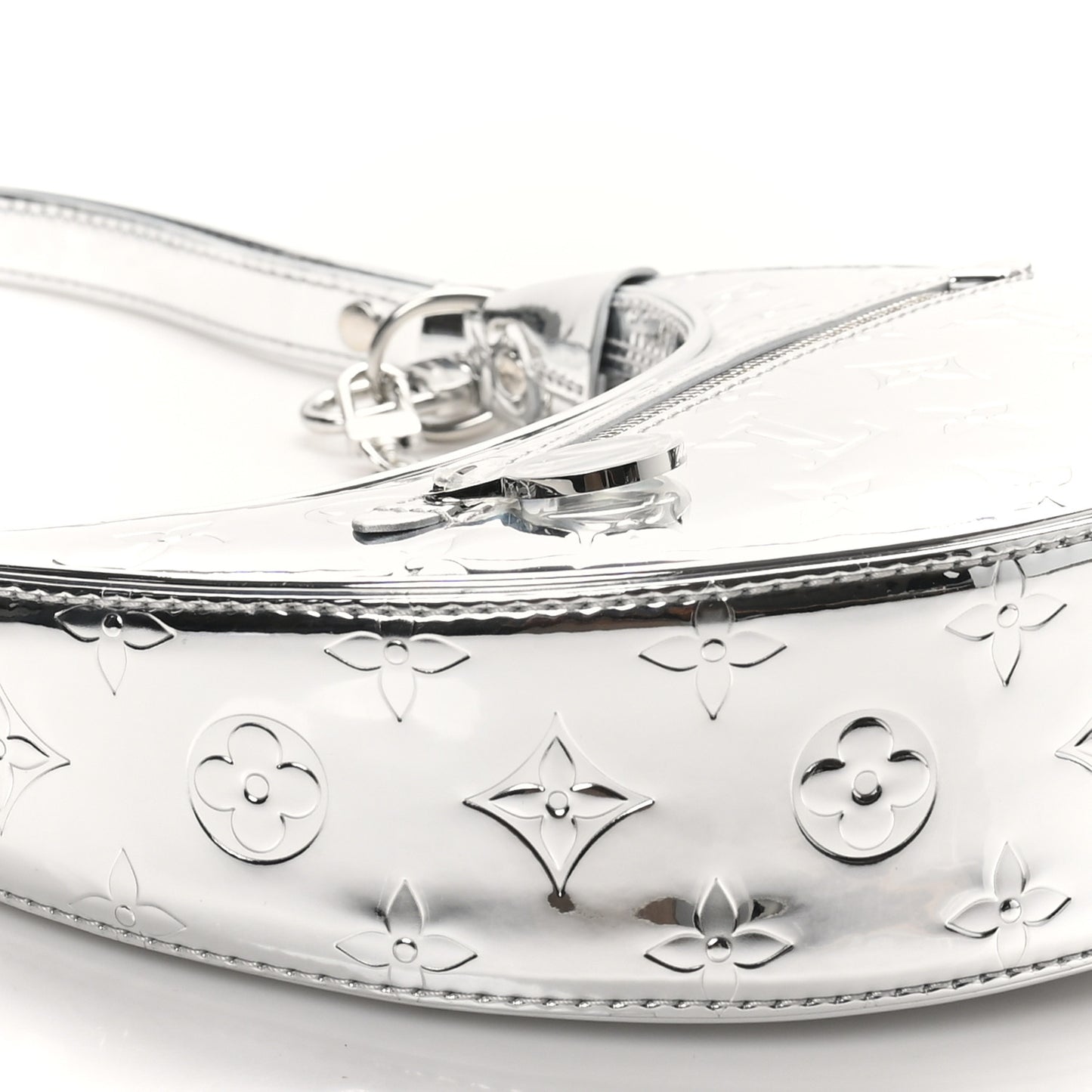 Graduated Pearl Crystal CC Long Necklace Silver