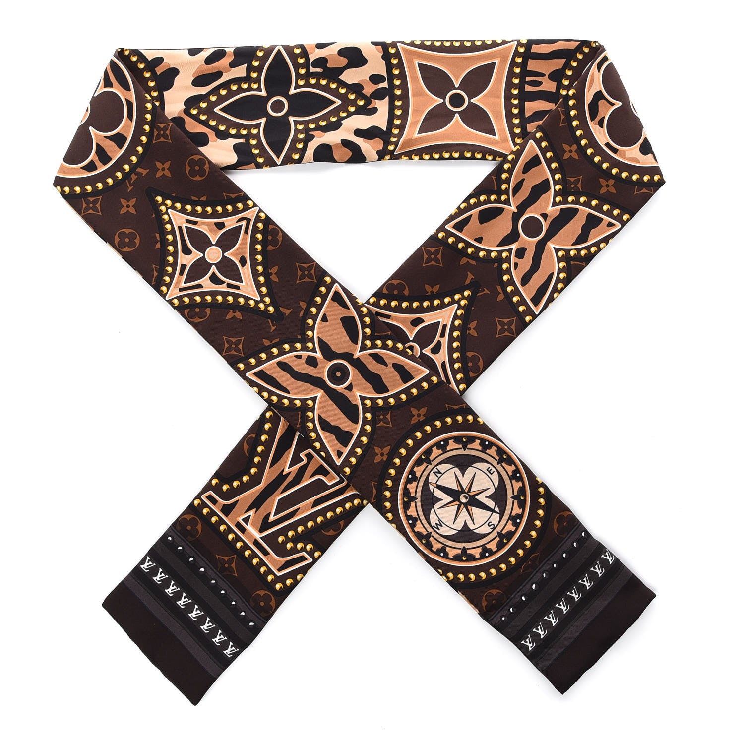 Louis Vuitton Silk Monogram LV World Bandeau Brown 387106