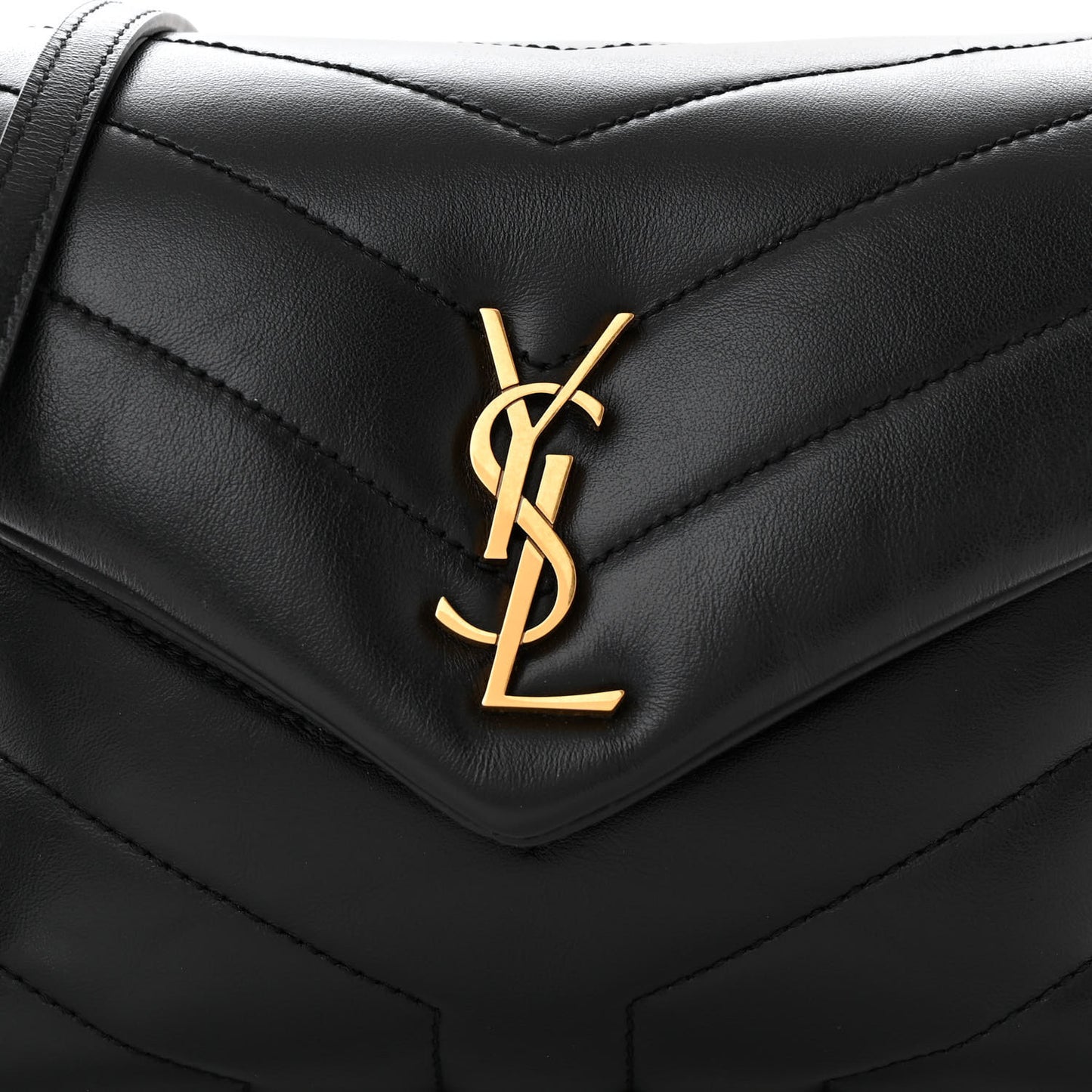 Calfskin Y Quilted Monogram Toy Loulou Crossbody Bag Black