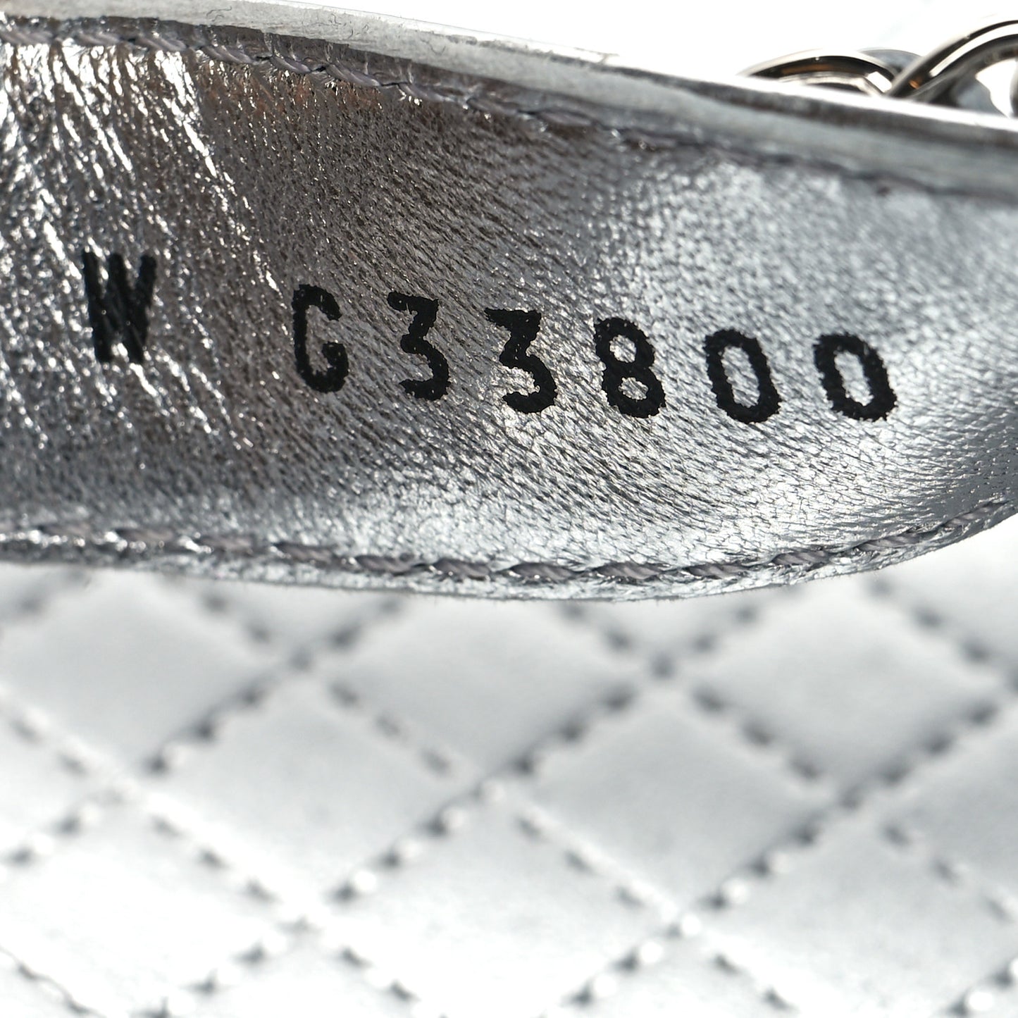 Metallic Calfskin Chain Flat Sandals 38 Silver