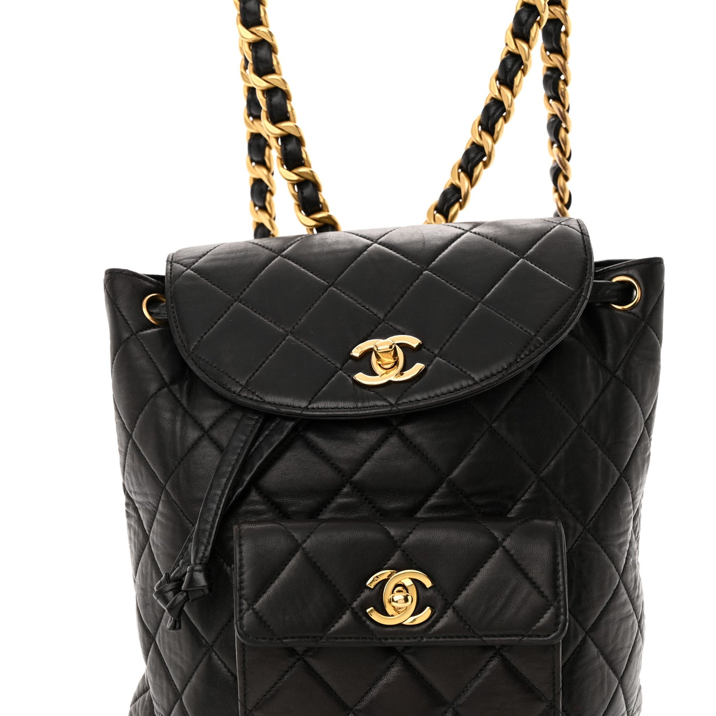 Lambskin Quilted Backpack Black